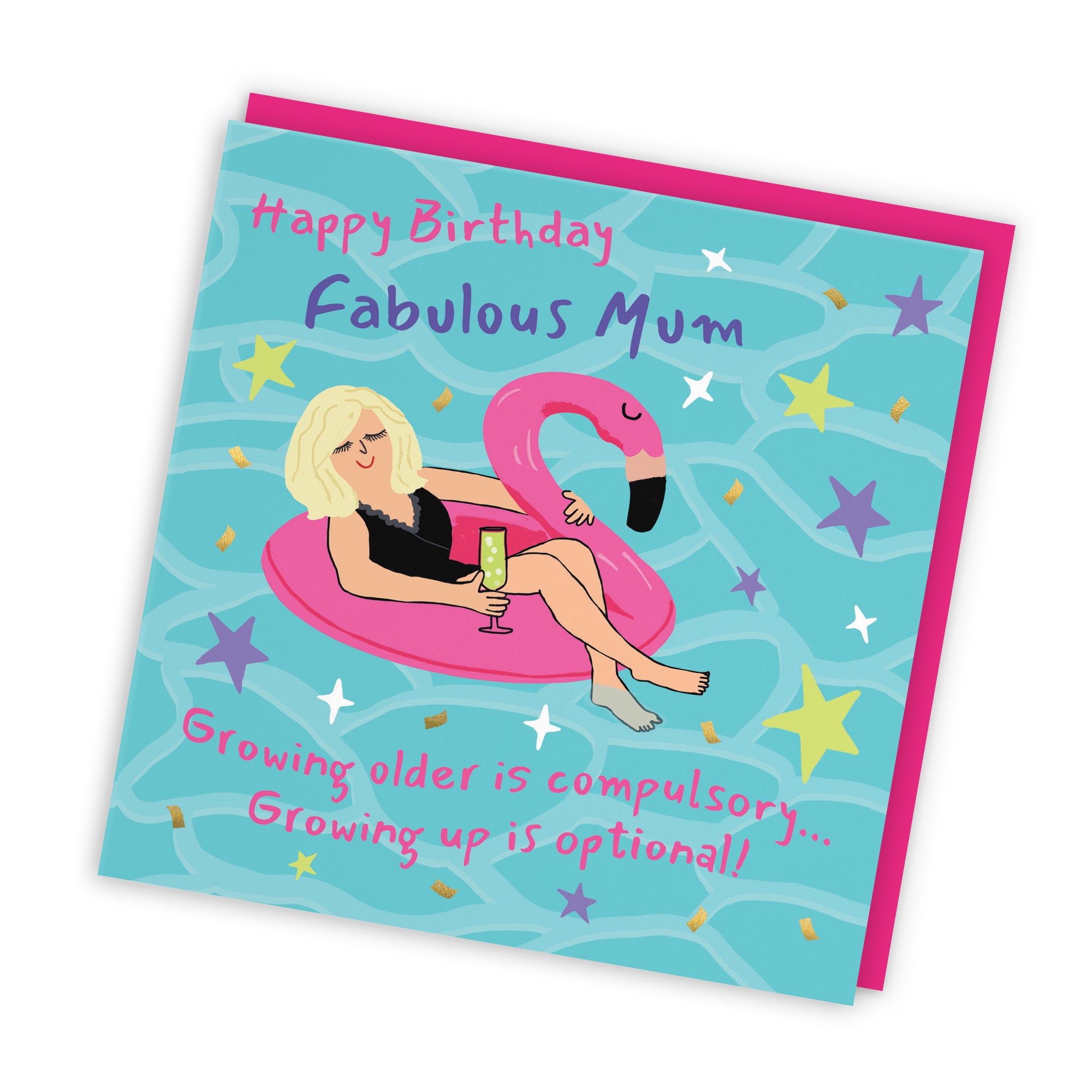 Mum Birthday Card Flamingo Float Laugh Out Loud - Default Title (GK00369)