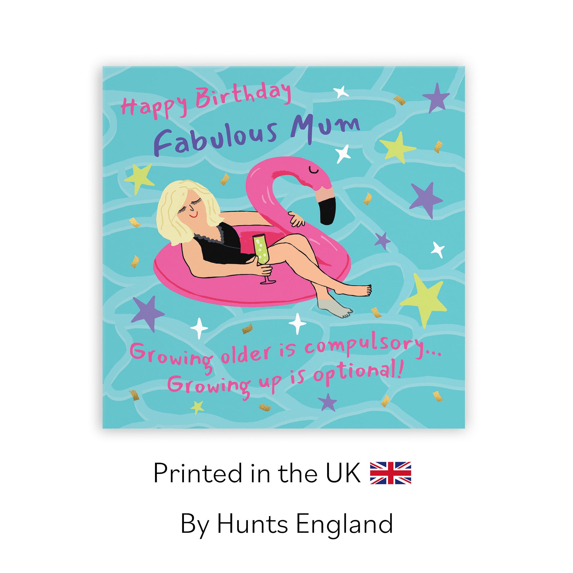 Mum Birthday Card Flamingo Float Laugh Out Loud - Default Title (GK00369)