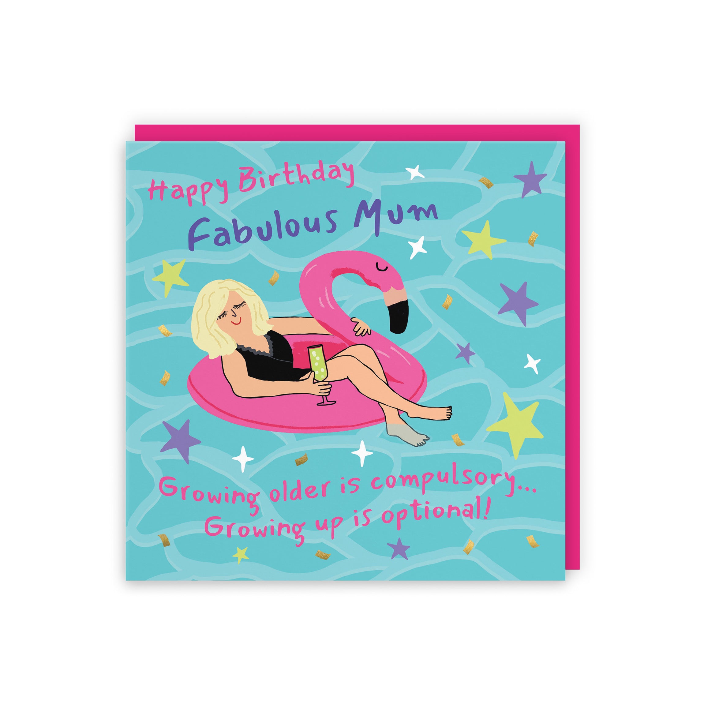 Mum Birthday Card Flamingo Float Laugh Out Loud - Default Title (GK00369)