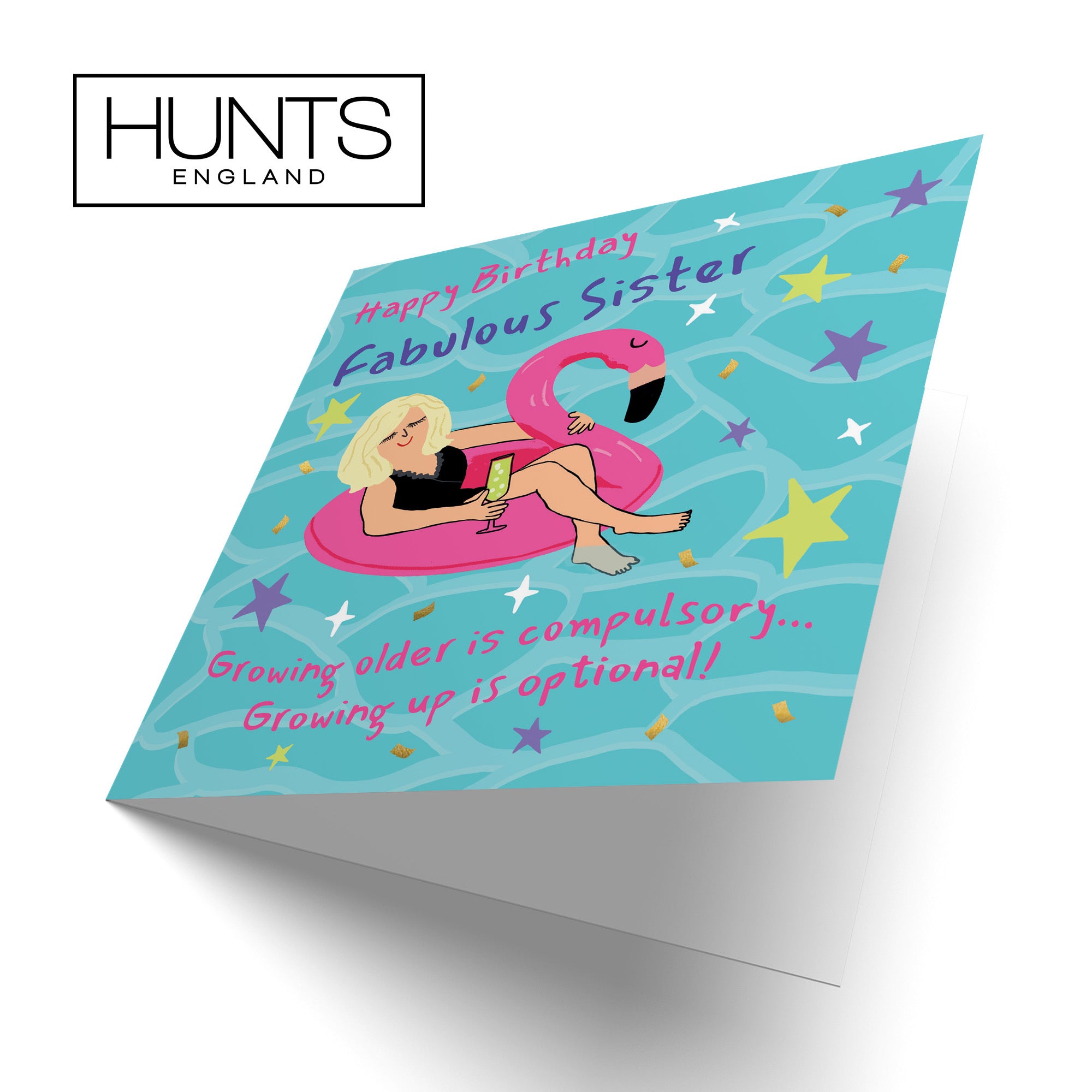 Sister Birthday Card Flamingo Float Laugh Out Loud - Default Title (GK00372)