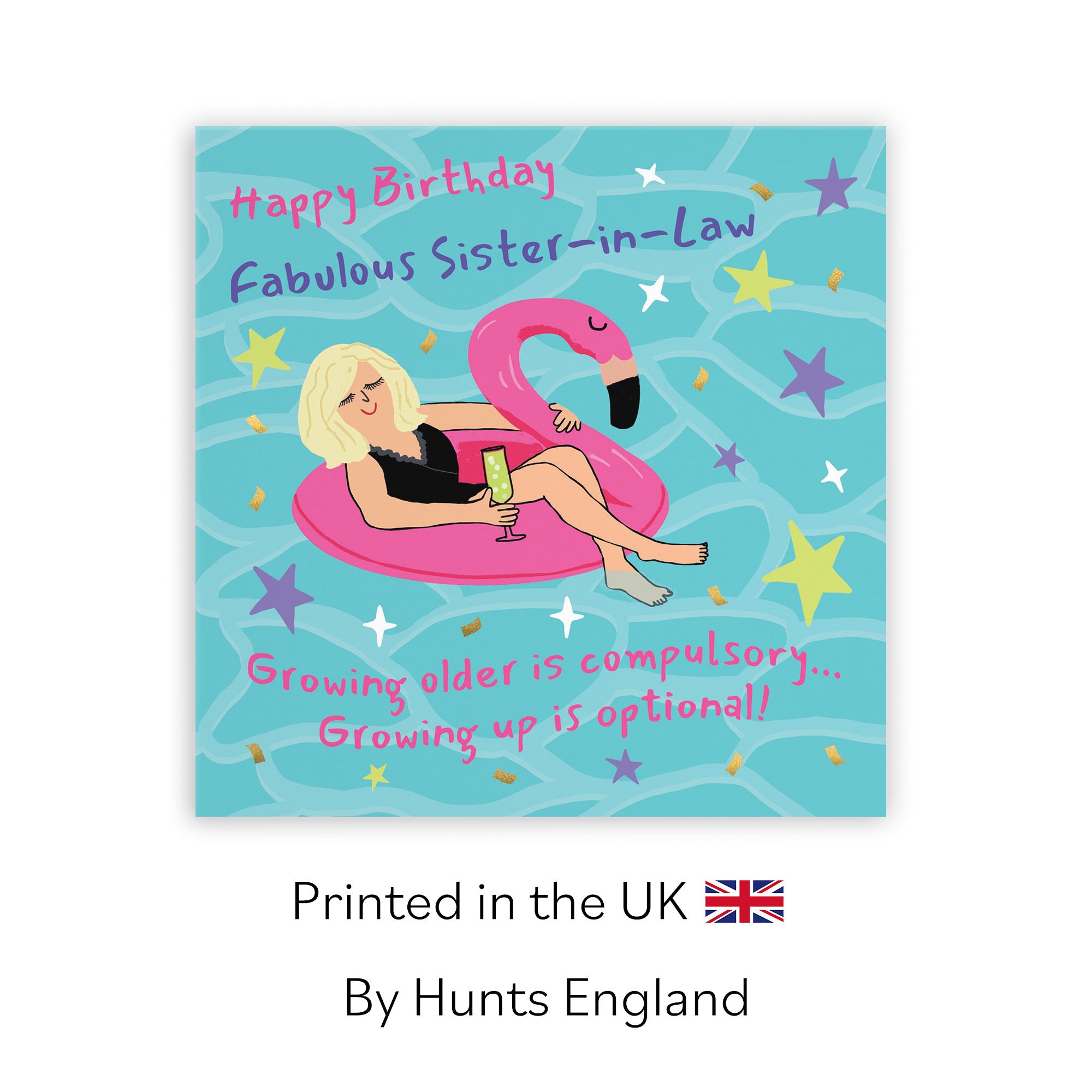 Sister-in-Law Birthday Card Flamingo Float Laugh Out Loud - Default Title (GK00373)