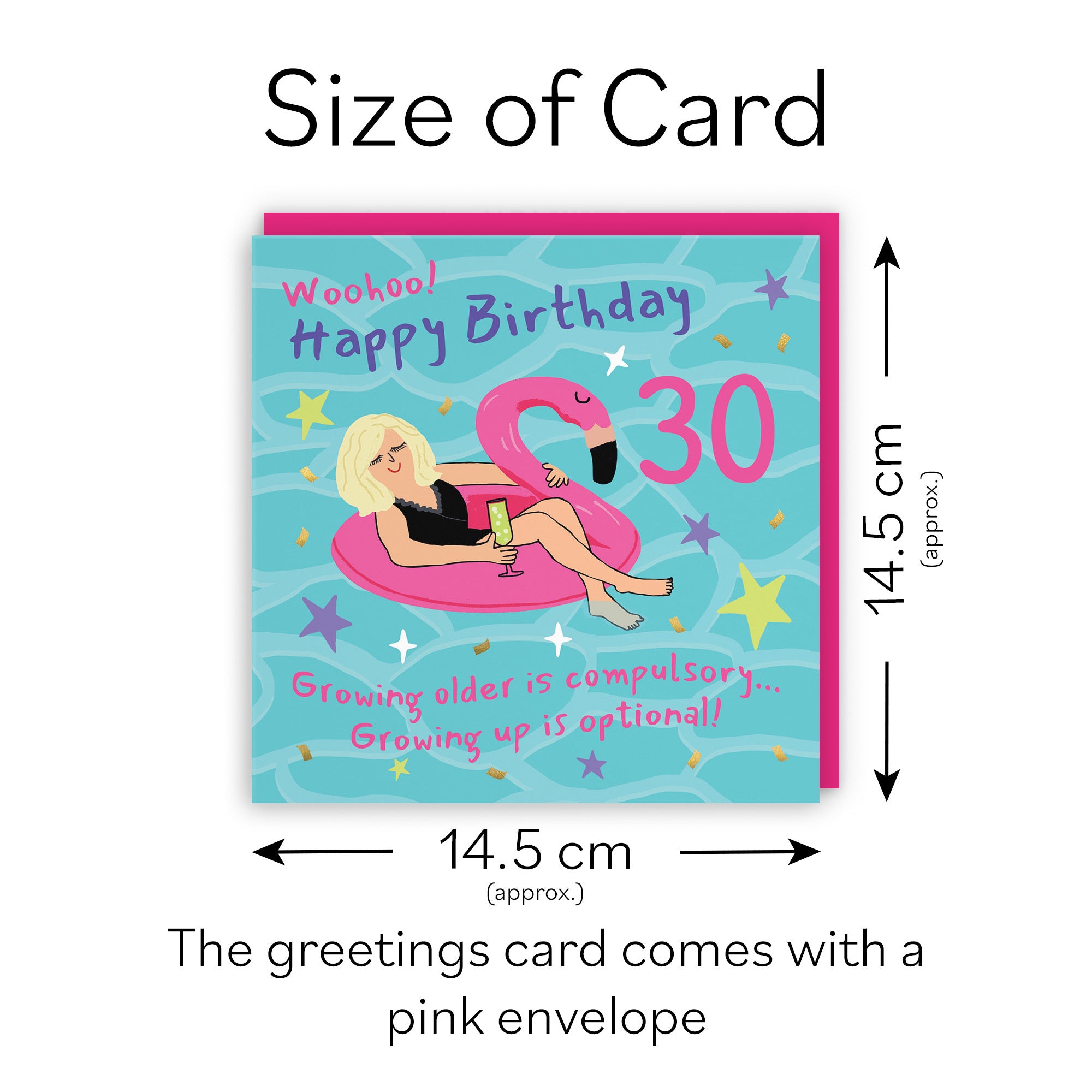 Women's 30th Birthday Card Flamingo Float Laugh Out Loud - Default Title (GK00378)