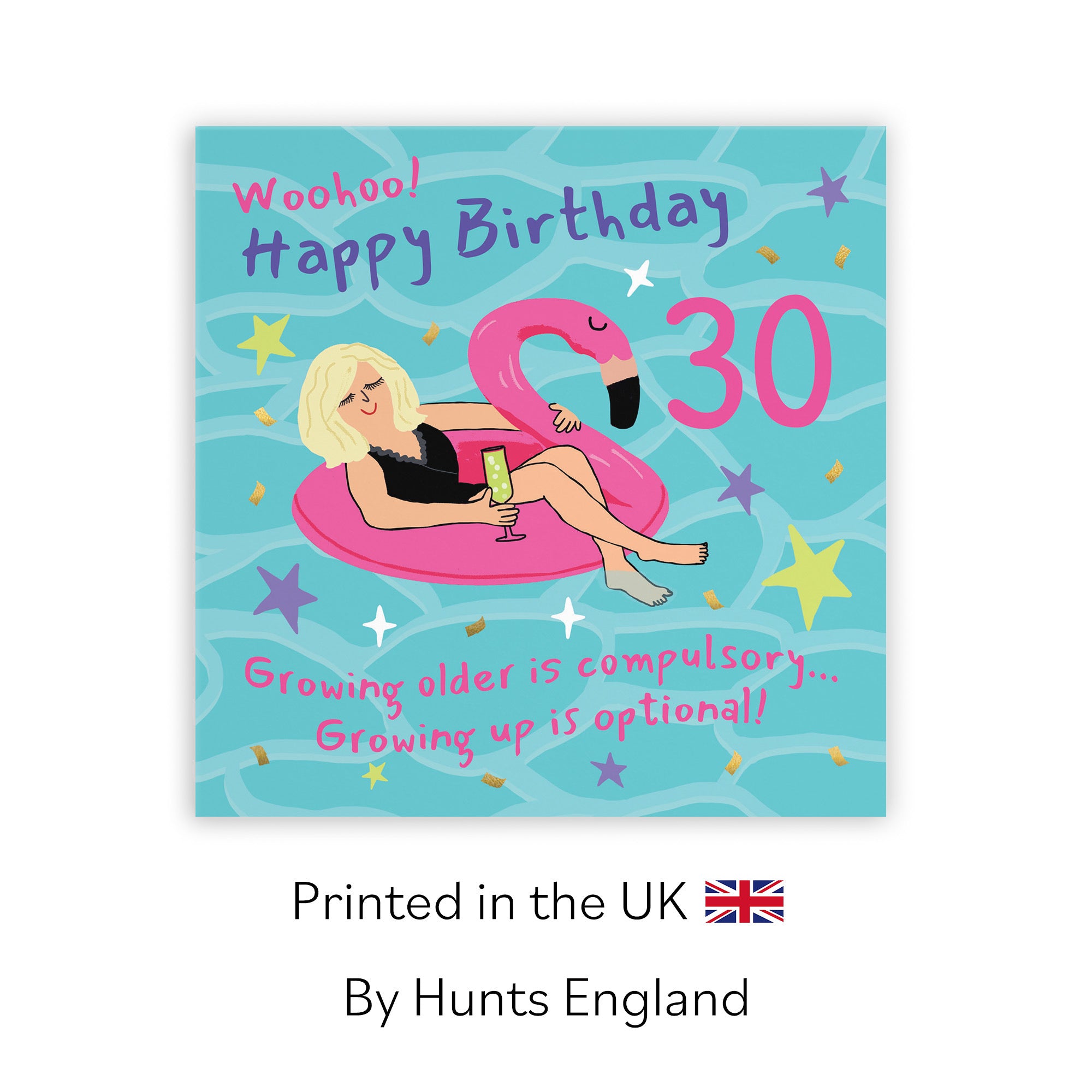 Women's 30th Birthday Card Flamingo Float Laugh Out Loud - Default Title (GK00378)