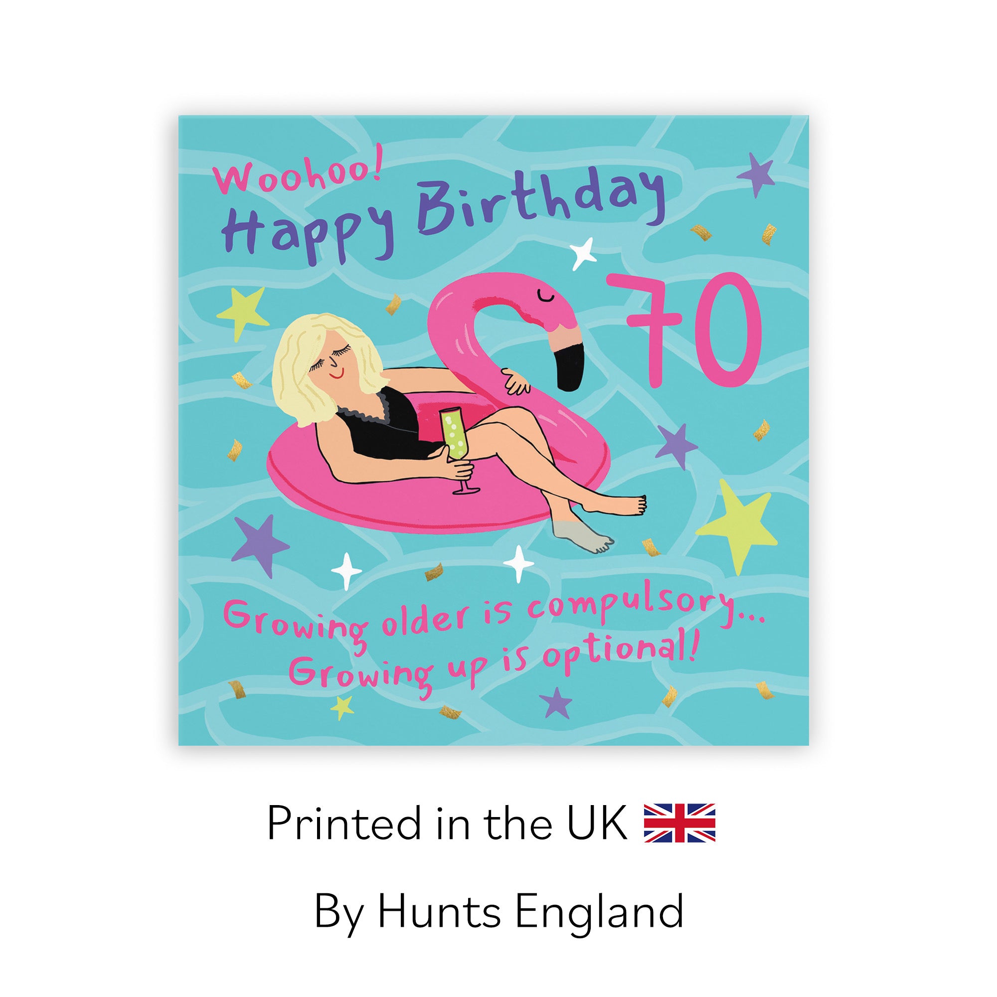 Women's 70th Birthday Card Flamingo Float Laugh Out Loud - Default Title (GK00383)