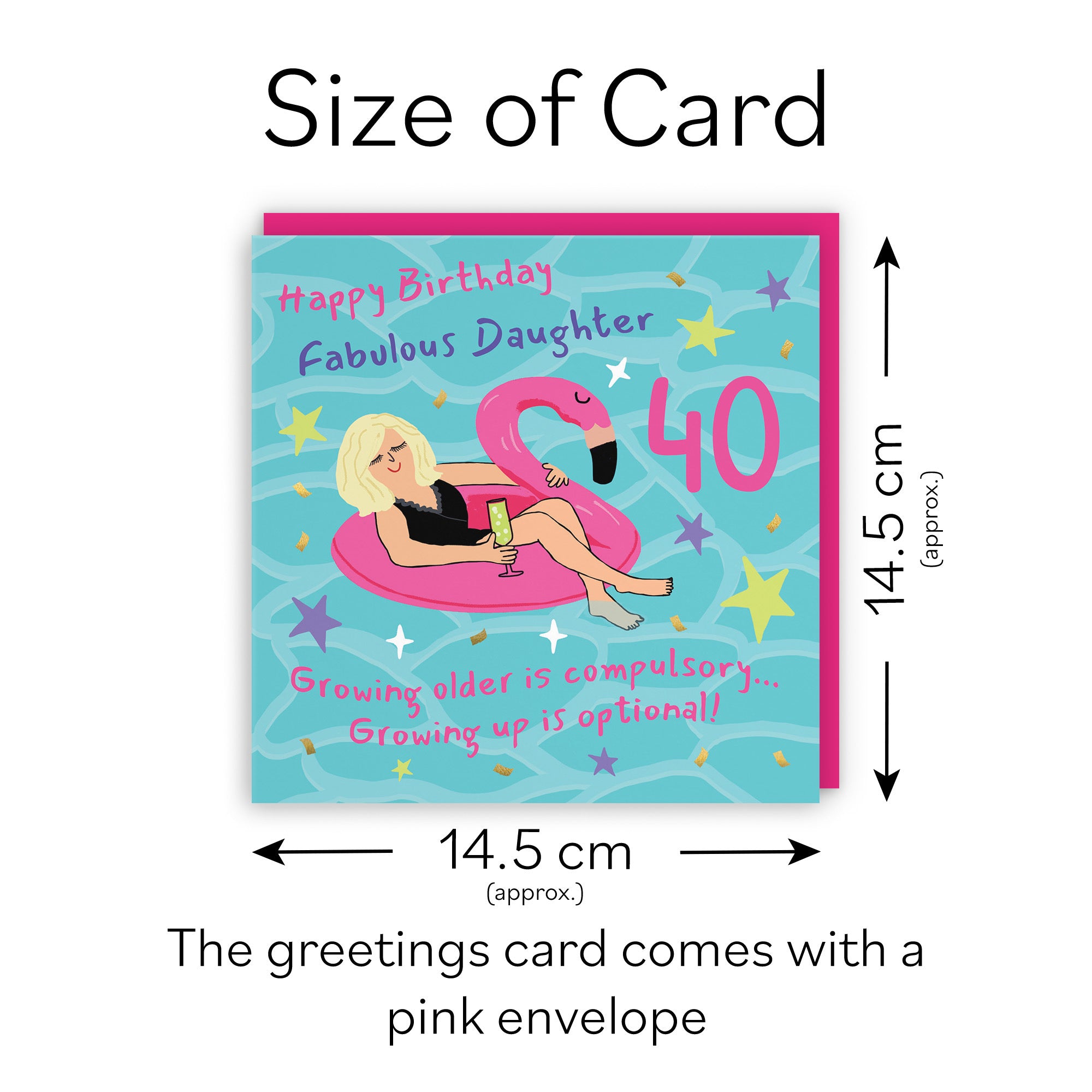 40th Daughter Birthday Card Flamingo Float Laugh Out Loud - Default Title (GK00396)