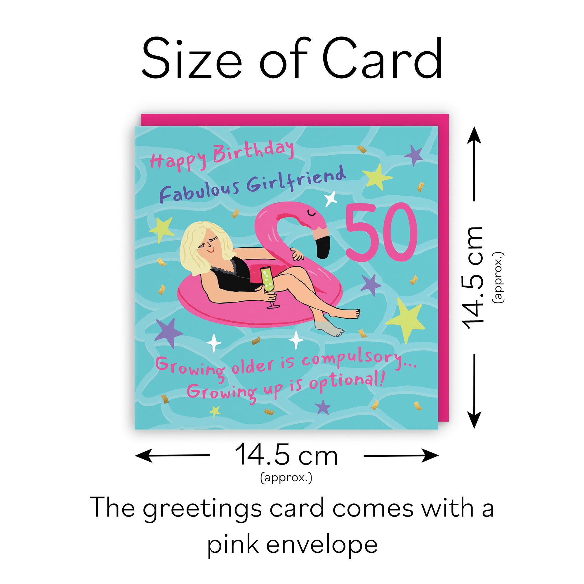 50th Girlfriend Birthday Card Flamingo Float Laugh Out Loud - Default Title (GK00412)