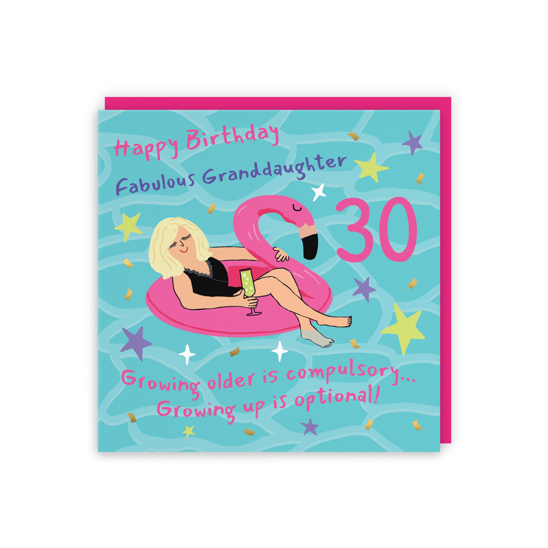 30th Granddaughter Birthday Card Flamingo Float Laugh Out Loud - Default Title (GK00421)