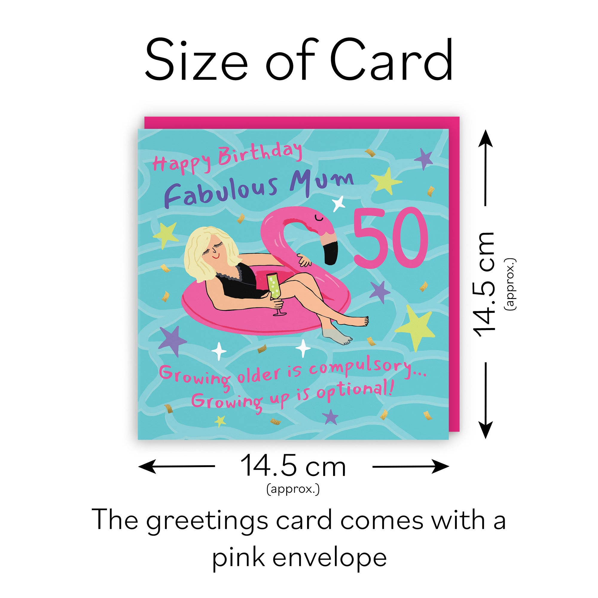 50th Mum Birthday Card Flamingo Float Laugh Out Loud - Default Title (GK00422)