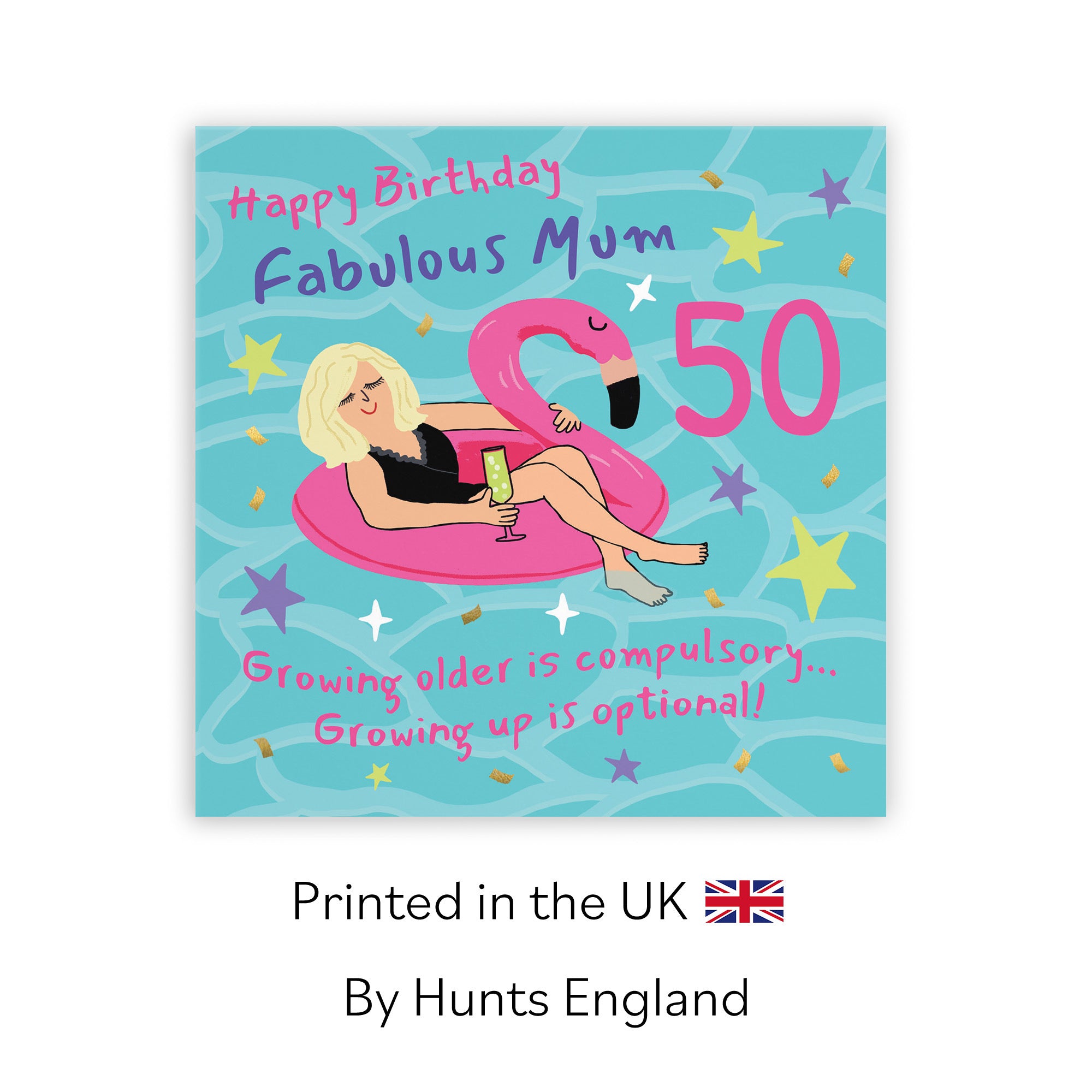 50th Mum Birthday Card Flamingo Float Laugh Out Loud - Default Title (GK00422)