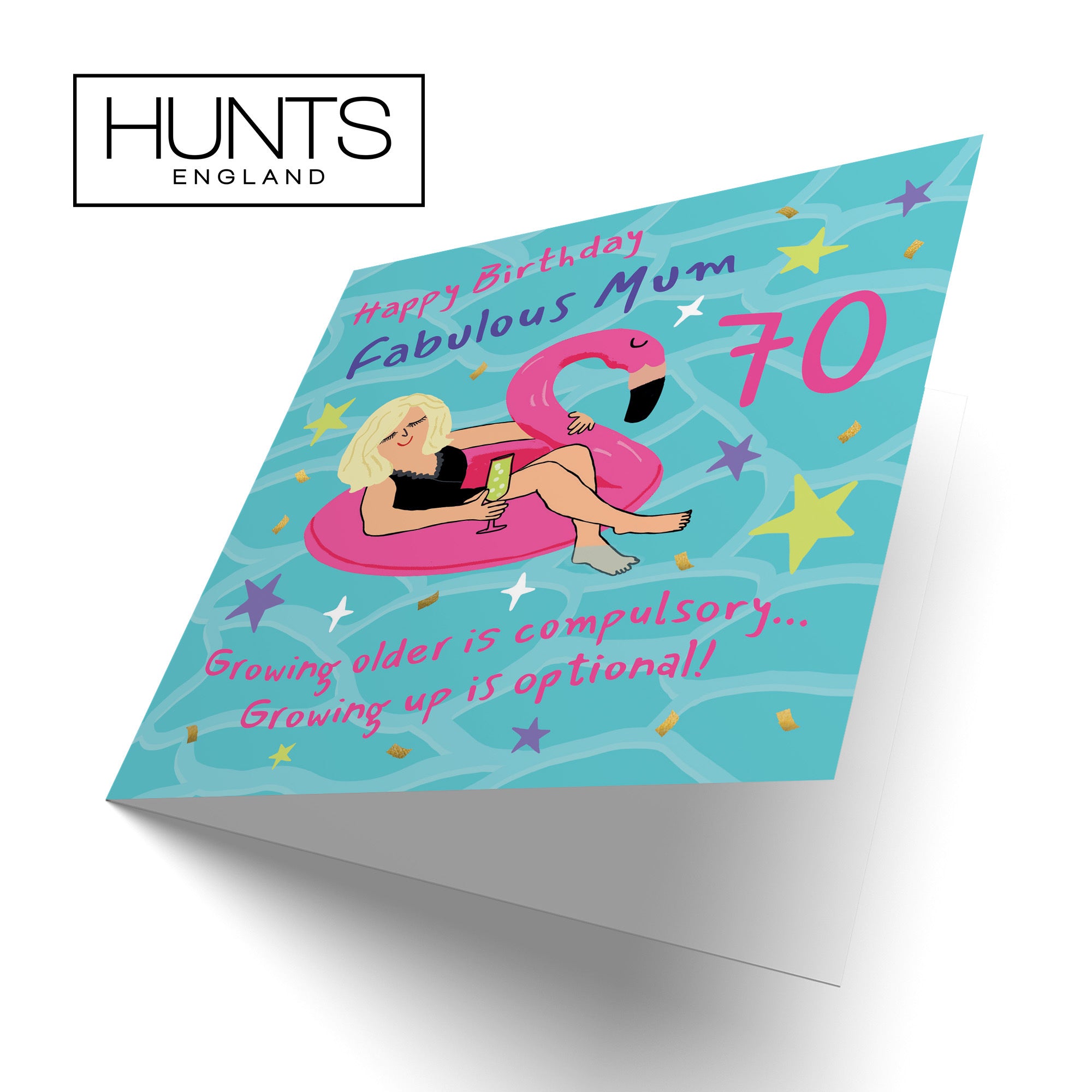 70th Mum Birthday Card Flamingo Float Laugh Out Loud - Default Title (GK00424)