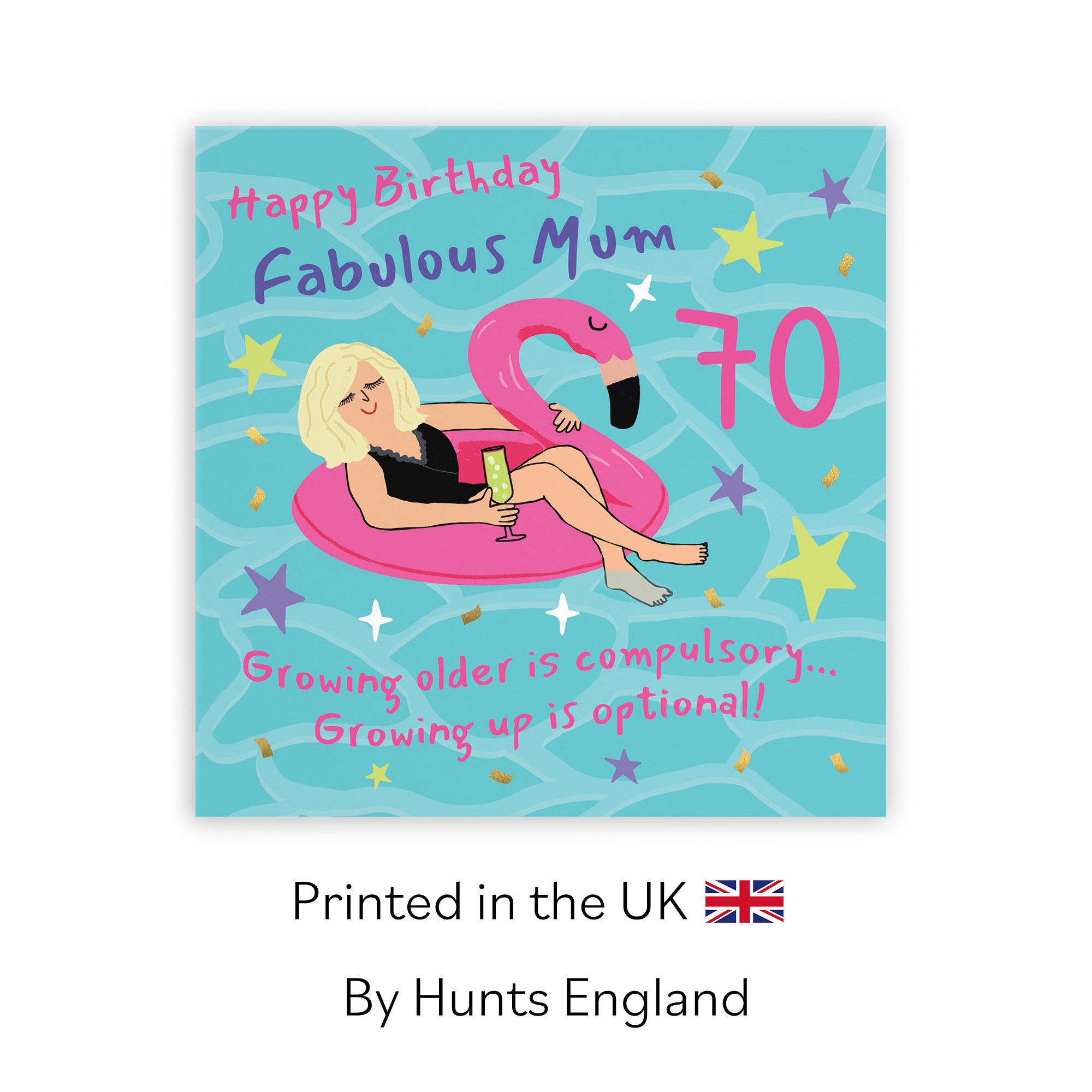 70th Mum Birthday Card Flamingo Float Laugh Out Loud - Default Title (GK00424)