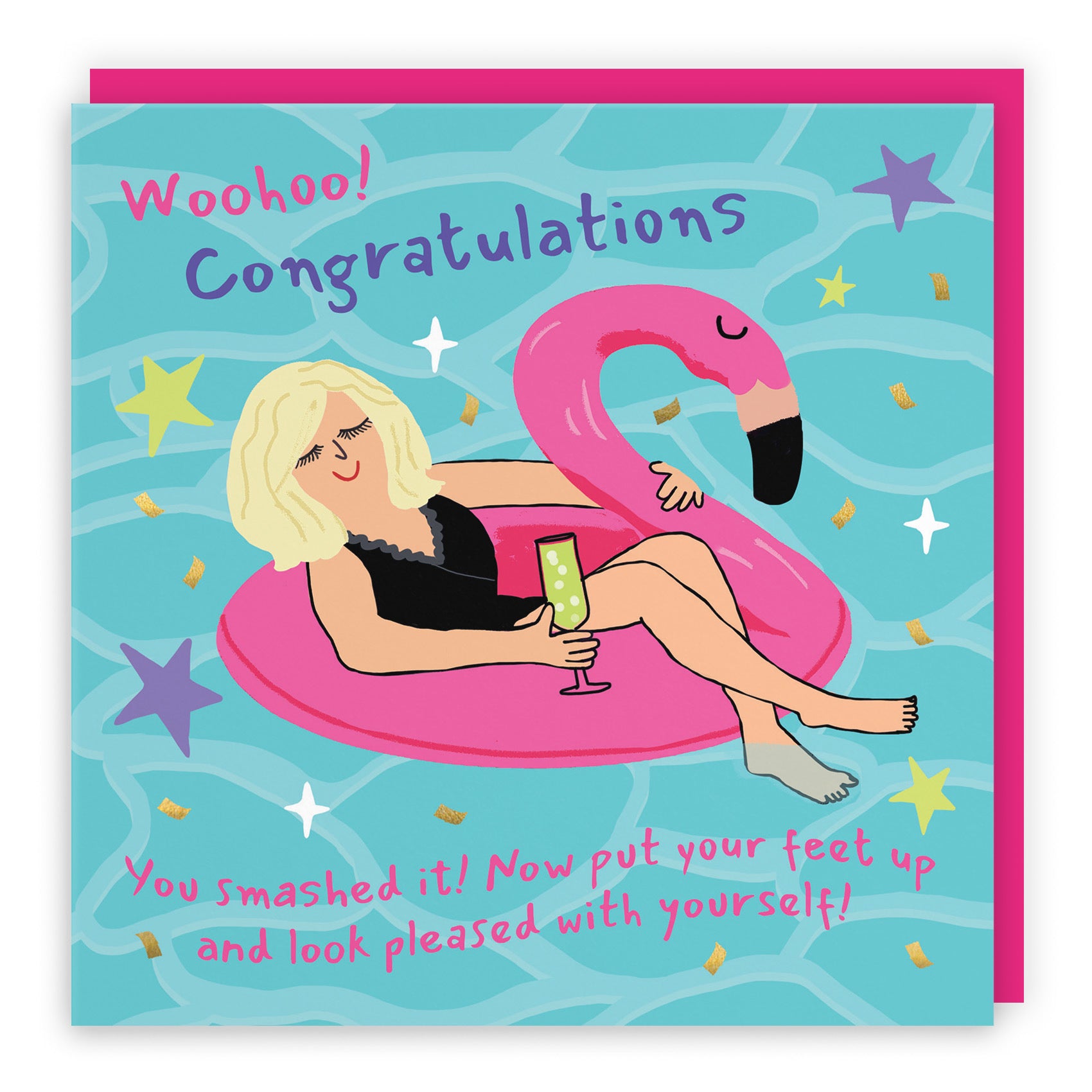 Women's Congratulations Card Flamingo Float Laugh Out Loud - Default Title (GK00458)