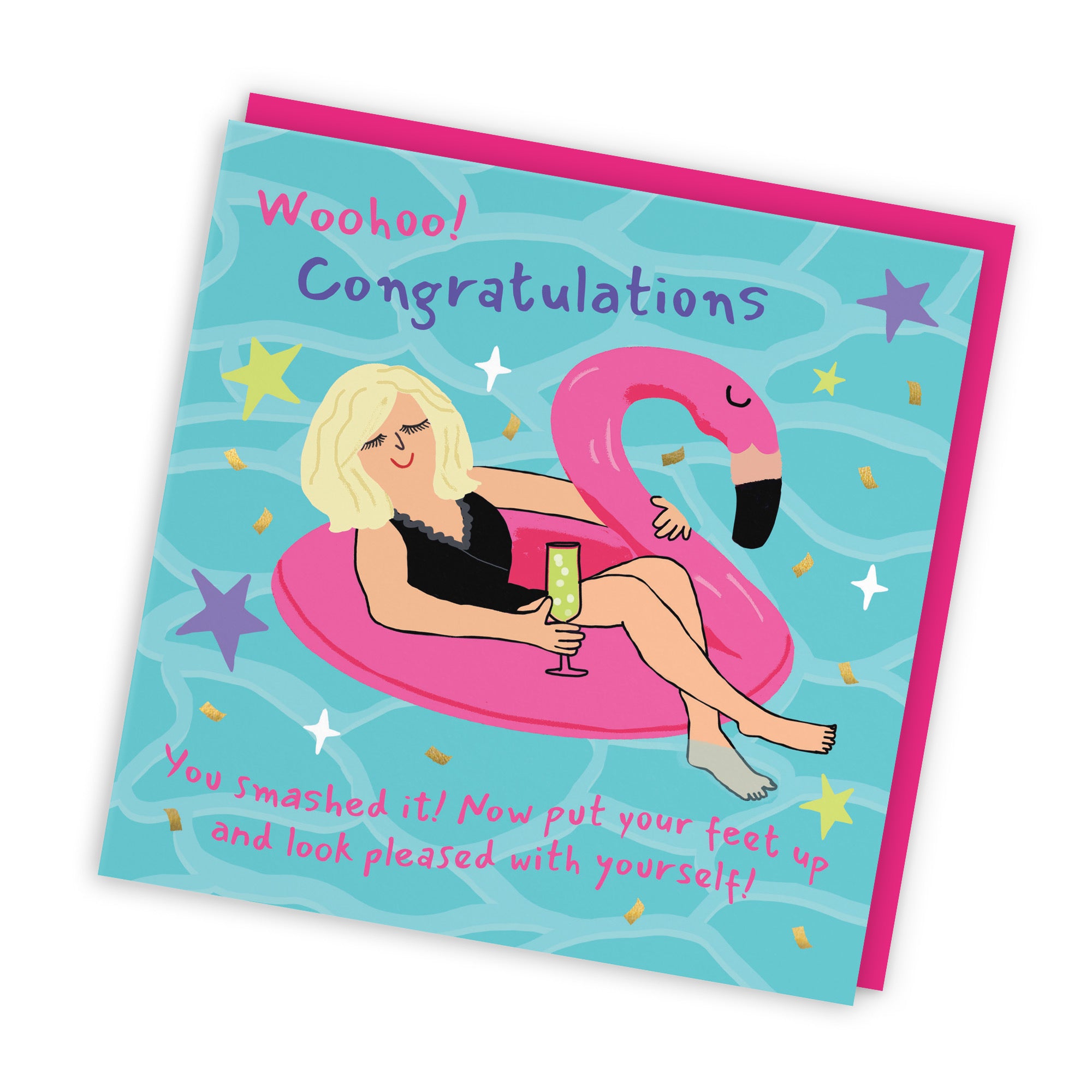 Women's Congratulations Card Flamingo Float Laugh Out Loud - Default Title (GK00458)
