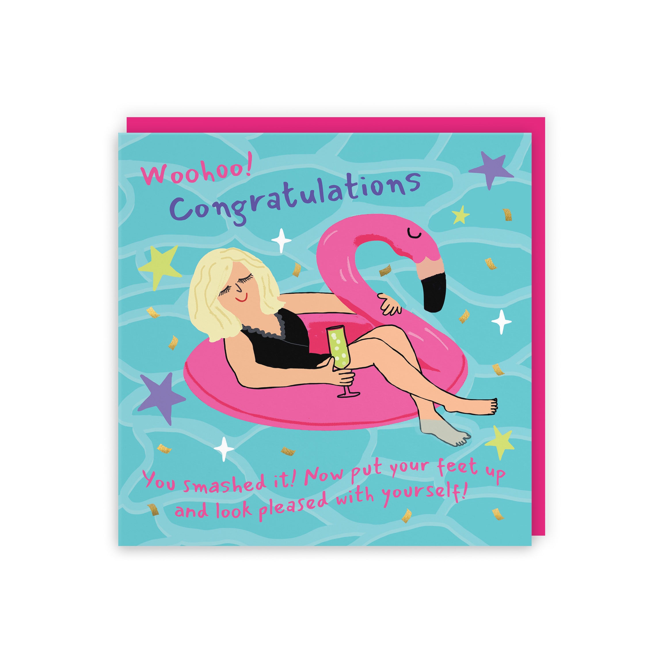 Women's Congratulations Card Flamingo Float Laugh Out Loud - Default Title (GK00458)