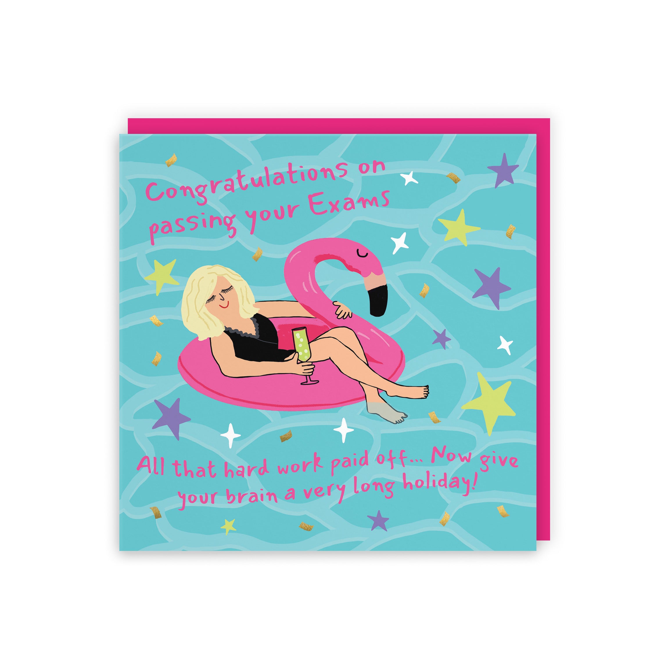 Women's Exams Congratulations Card Flamingo Float Laugh Out Loud - Default Title (GK00459)
