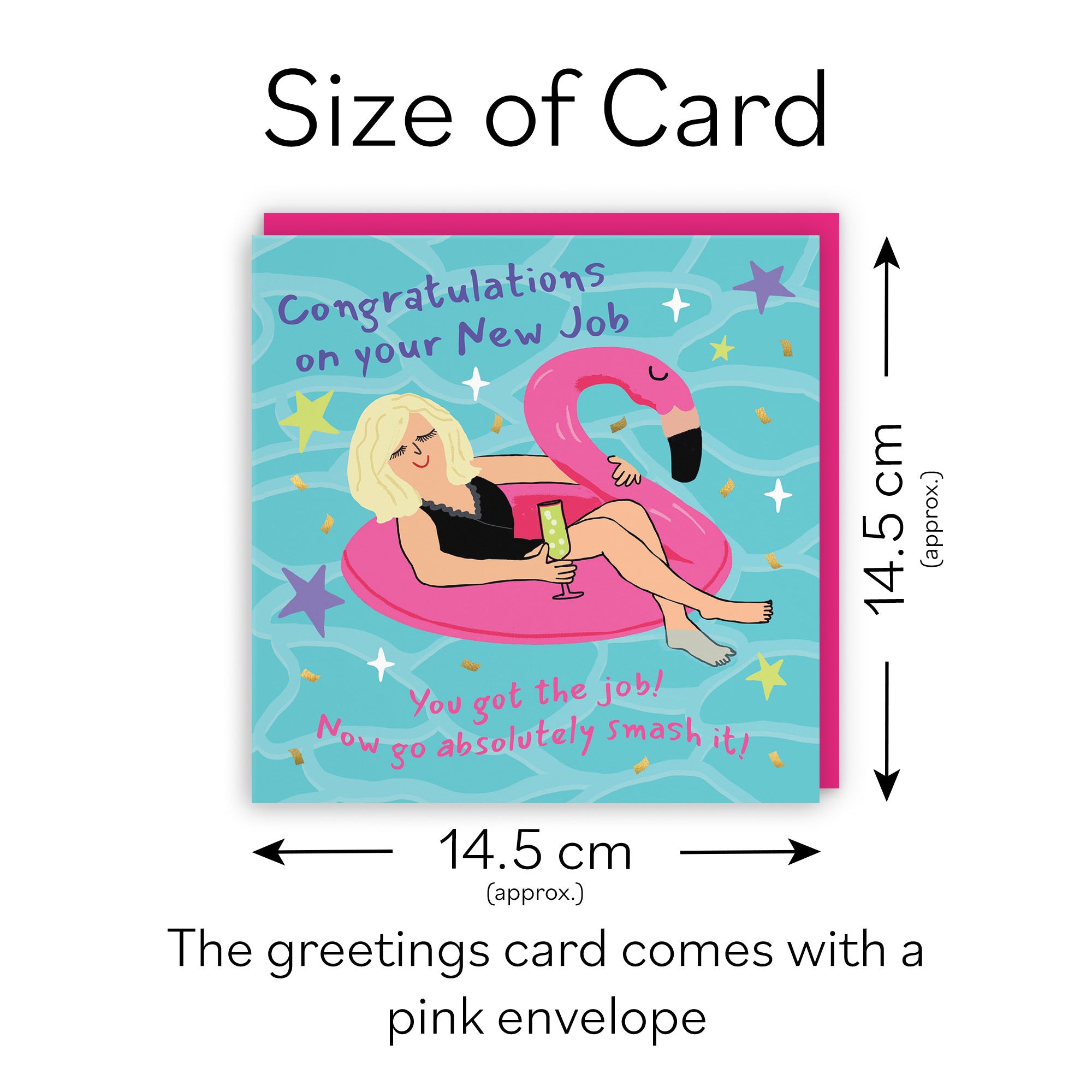 Women's New Job Congratulations Card Flamingo Float Laugh Out Loud - Default Title (GK00460)