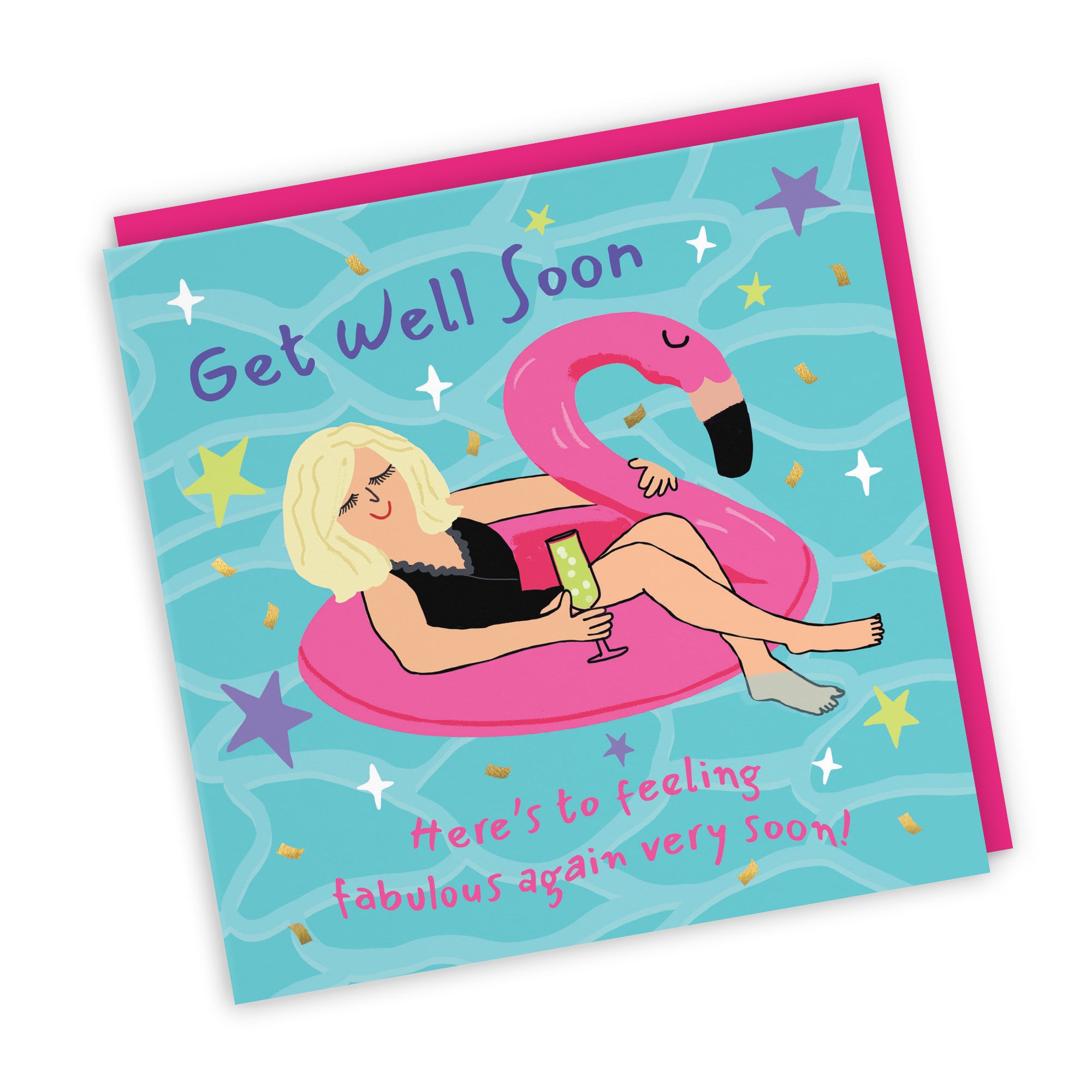 Women's Get Well Card Flamingo Float Laugh Out Loud - Default Title (GK00462)
