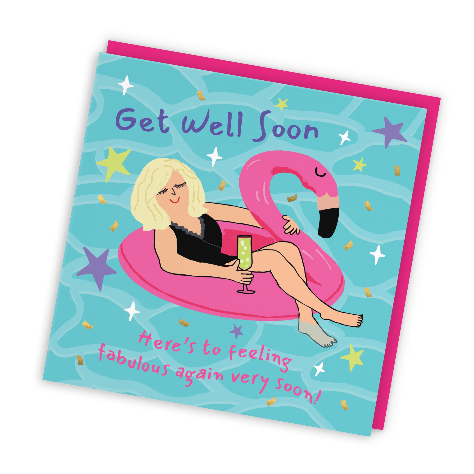 Women's Get Well Card Flamingo Float Laugh Out Loud - Default Title (GK00462)