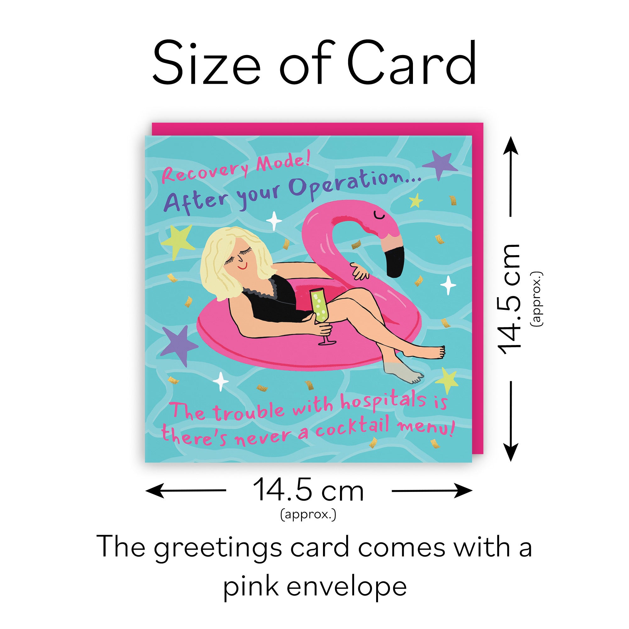 Women's After Operation Get Well Card Flamingo Float Laugh Out Loud - Default Title (GK00463)