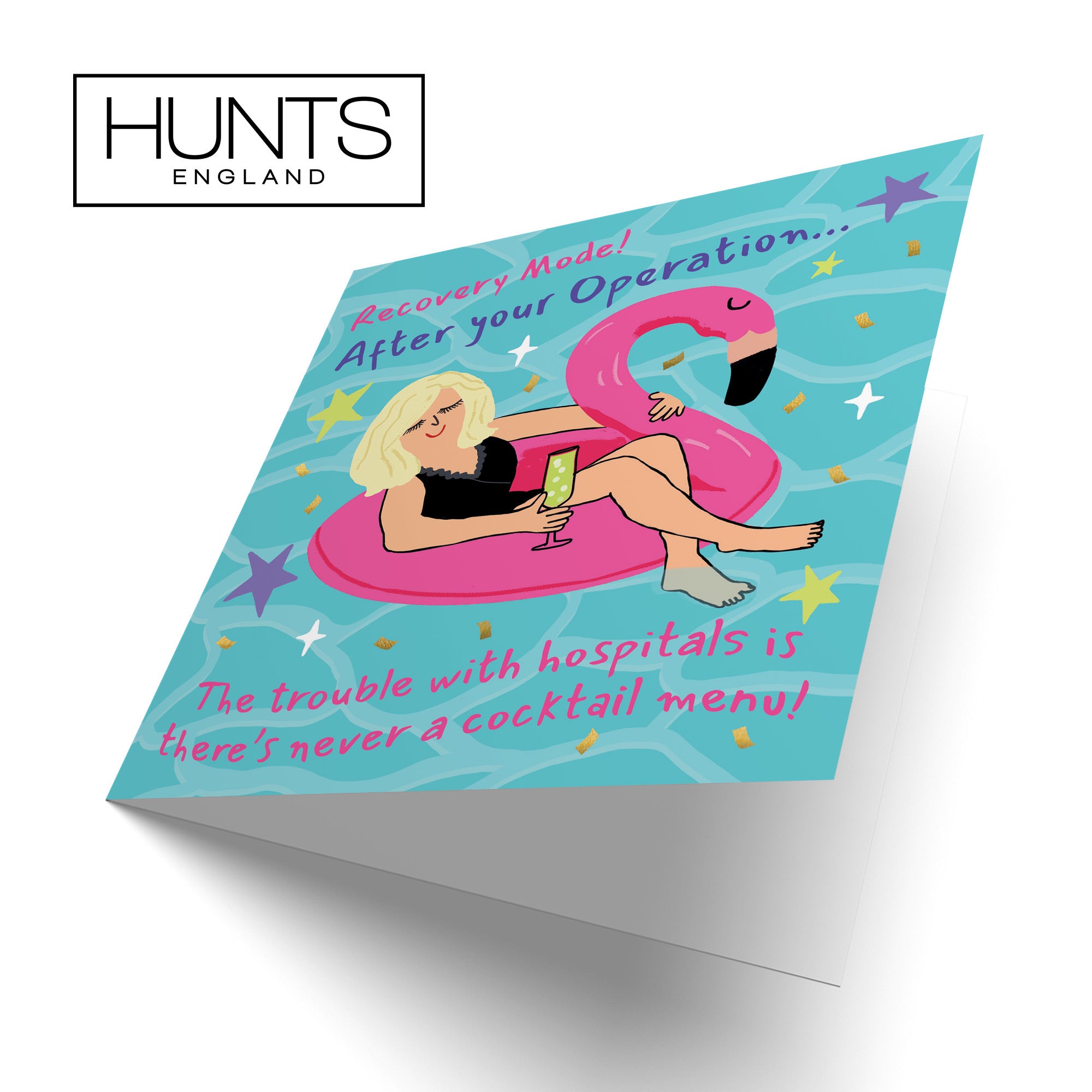 Women's After Operation Get Well Card Flamingo Float Laugh Out Loud - Default Title (GK00463)
