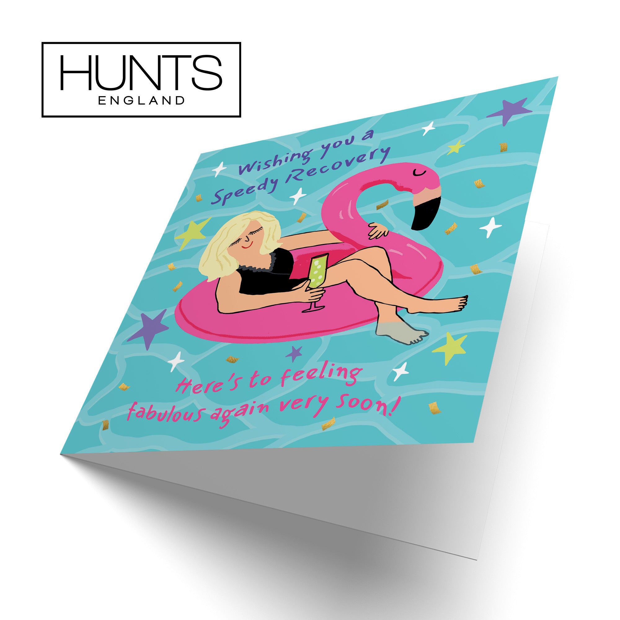 Women's Speedy Recovery Get Well Card Flamingo Float Laugh Out Loud - Default Title (GK00464)