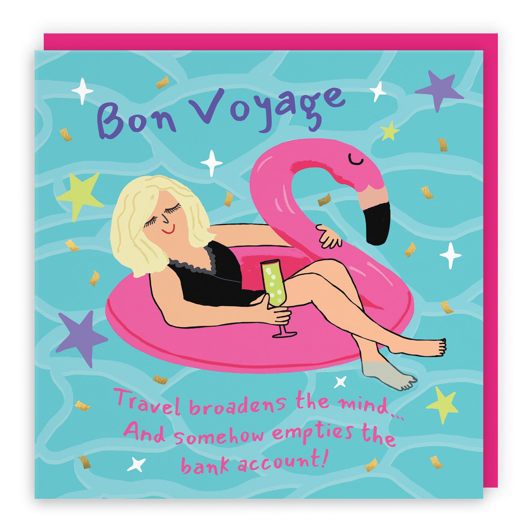 Women's Bon Voyage Good Luck Card Flamingo Float Laugh Out Loud - Default Title (GK00468)