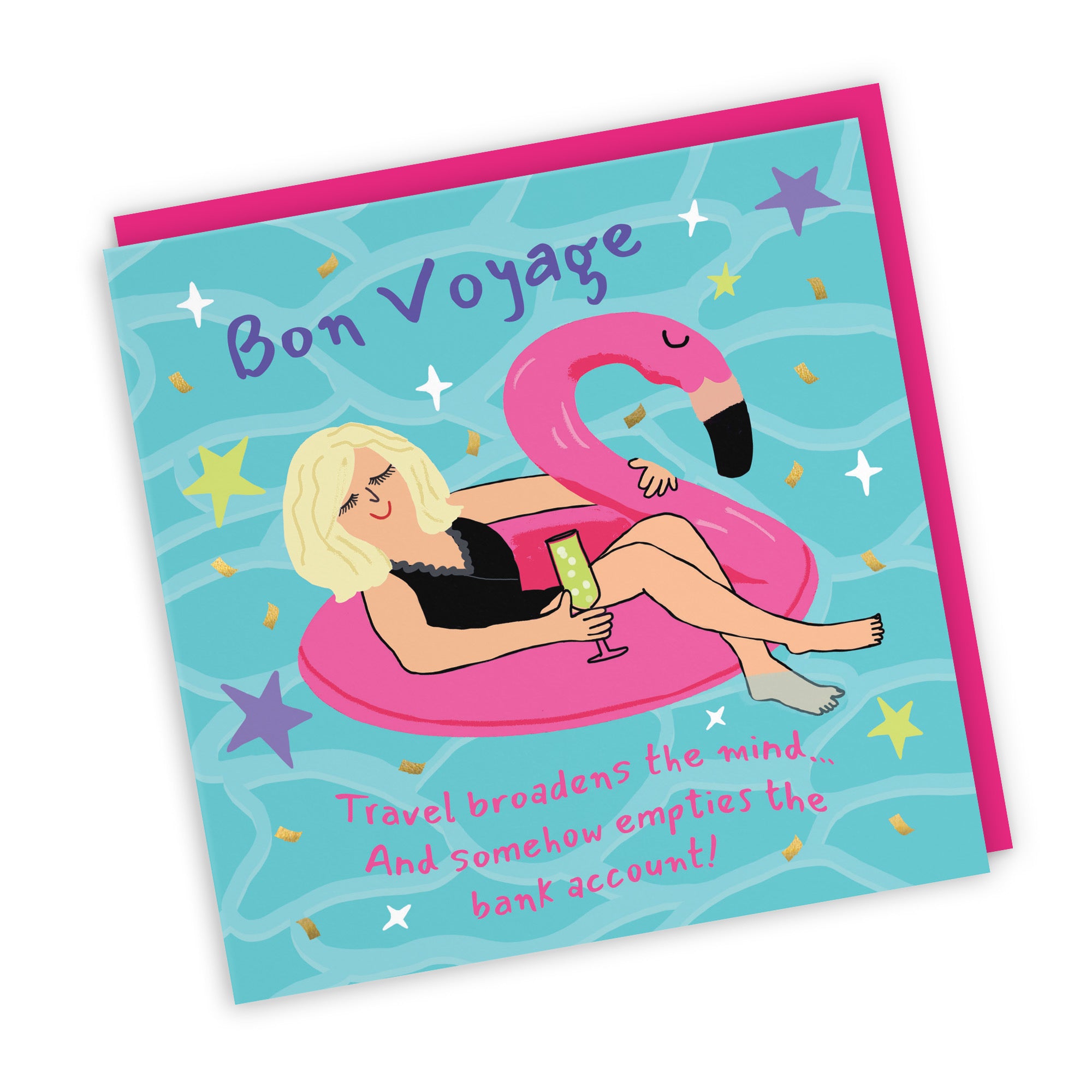 Women's Bon Voyage Good Luck Card Flamingo Float Laugh Out Loud - Default Title (GK00468)