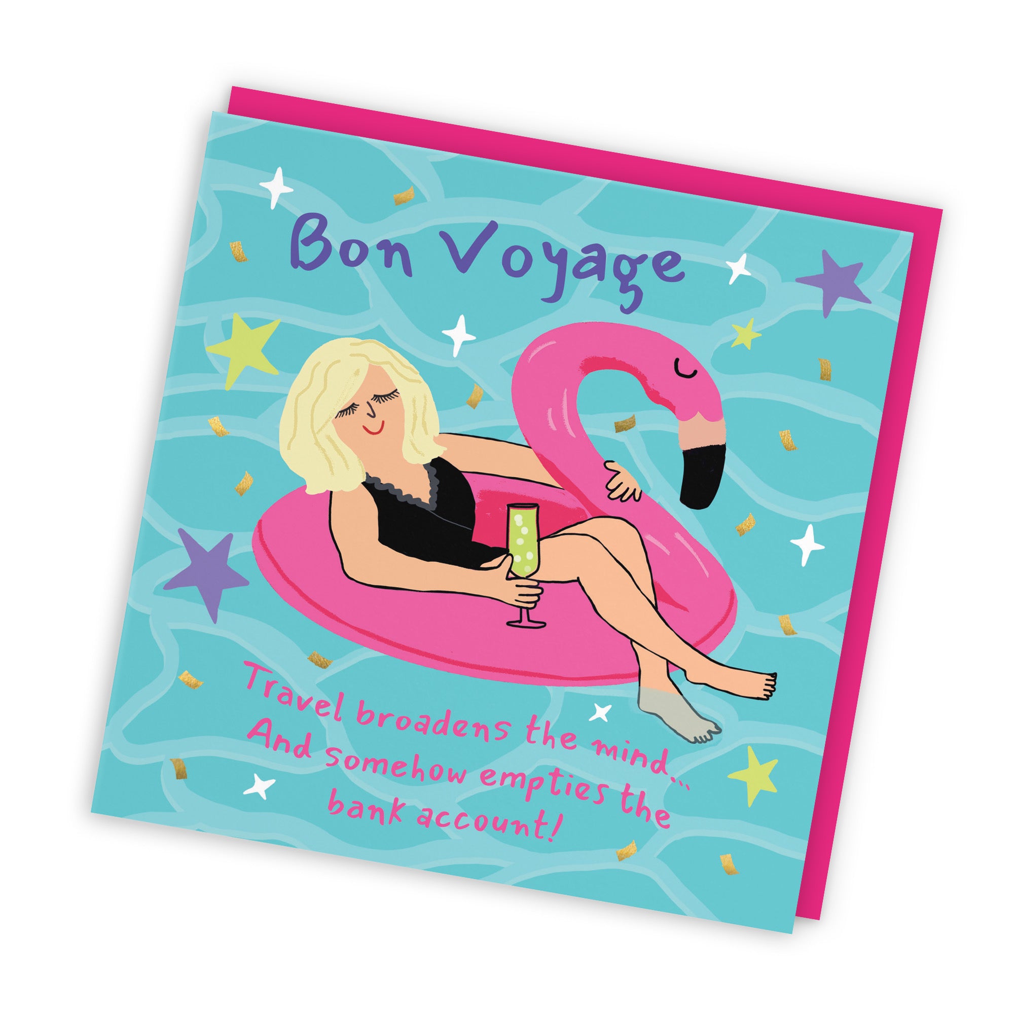 Women's Bon Voyage Good Luck Card Flamingo Float Laugh Out Loud - Default Title (GK00468)