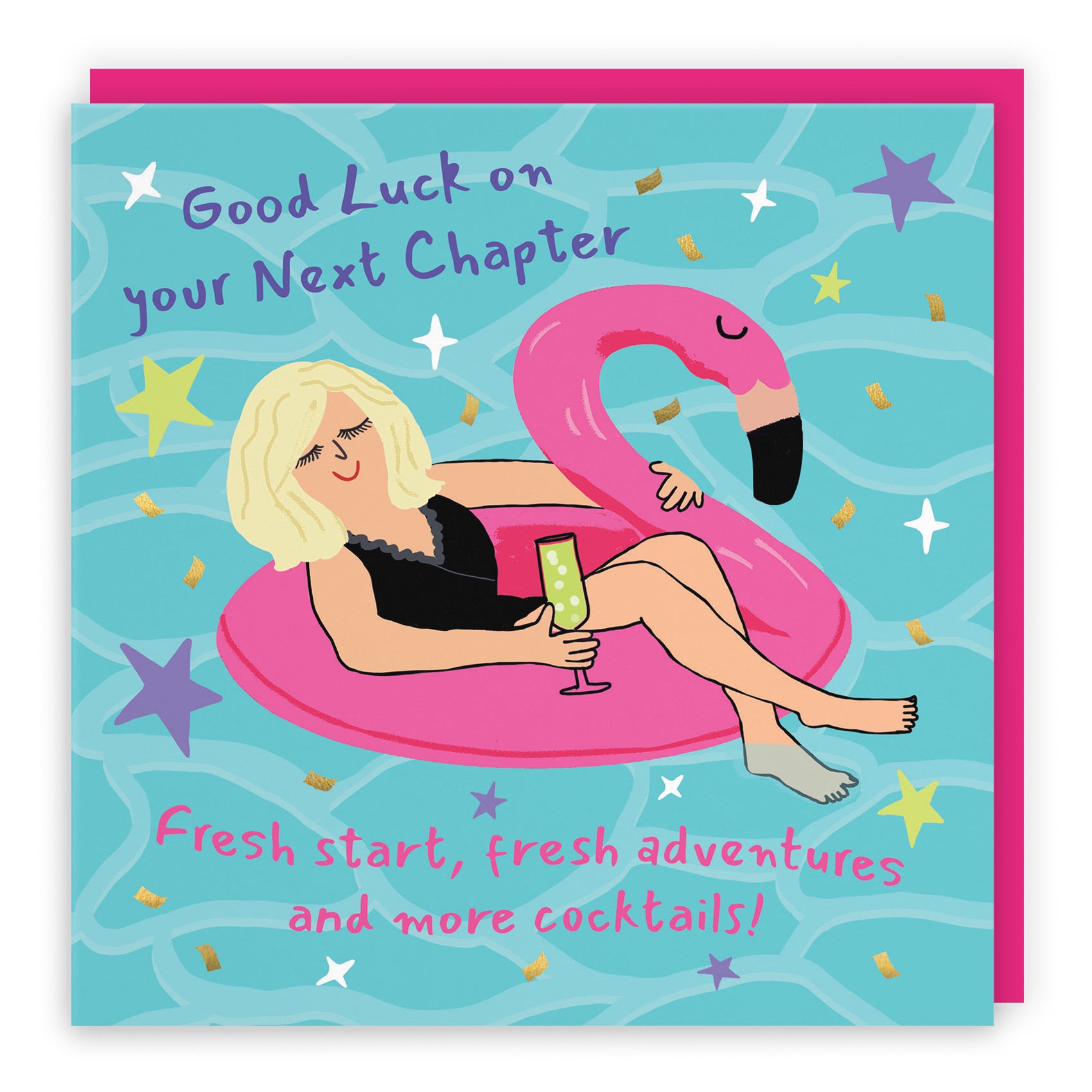 Women's Next Chapter Good Luck Card Flamingo Float Laugh Out Loud - Default Title (GK00470)