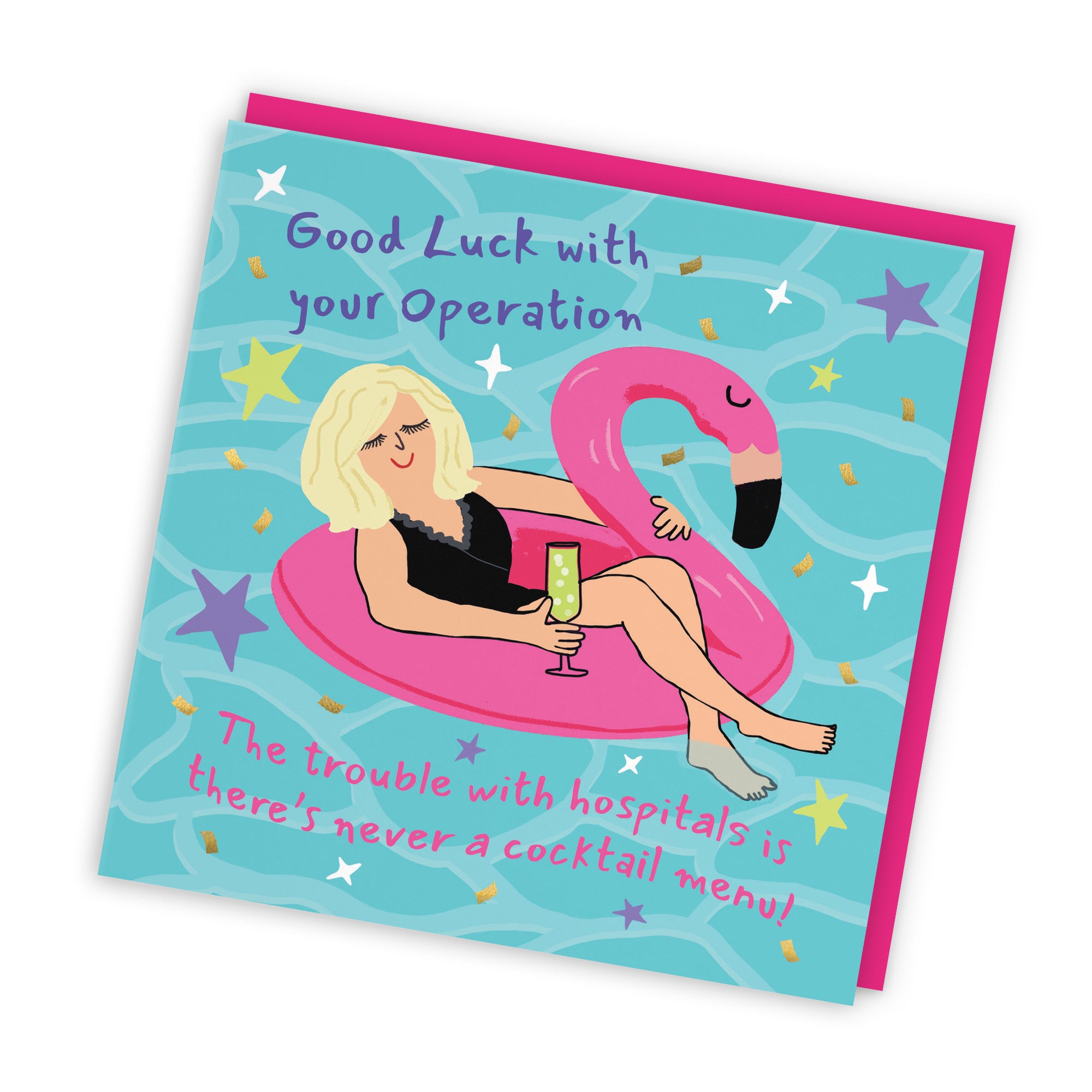 Women's Operation Good Luck Card Flamingo Float Laugh Out Loud - Default Title (GK00471)