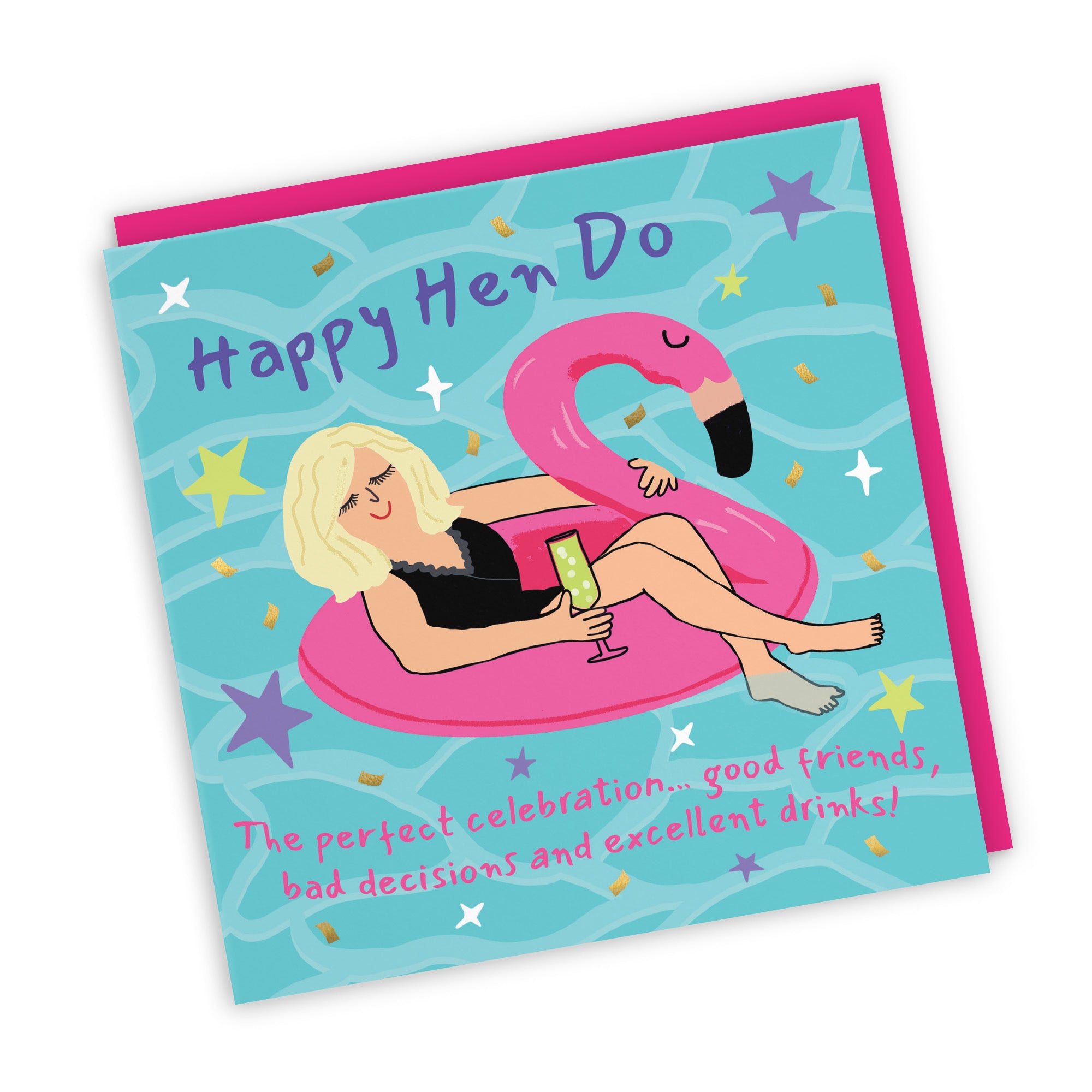 Women's Hen Party Card Flamingo Float Laugh Out Loud - Default Title (GK00473)