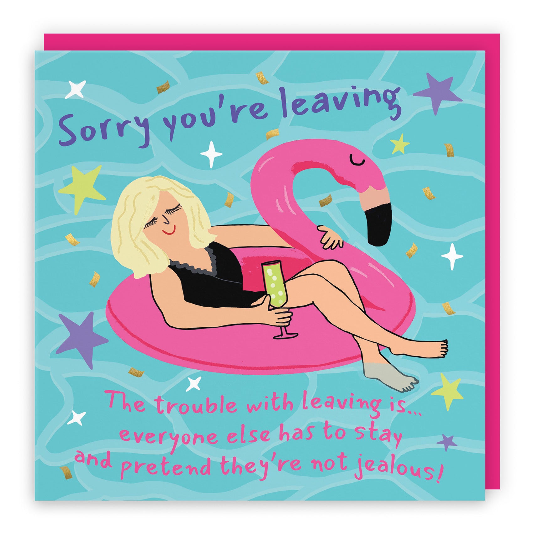 Women's Leaving Card Flamingo Float Laugh Out Loud - Default Title (GK00475)
