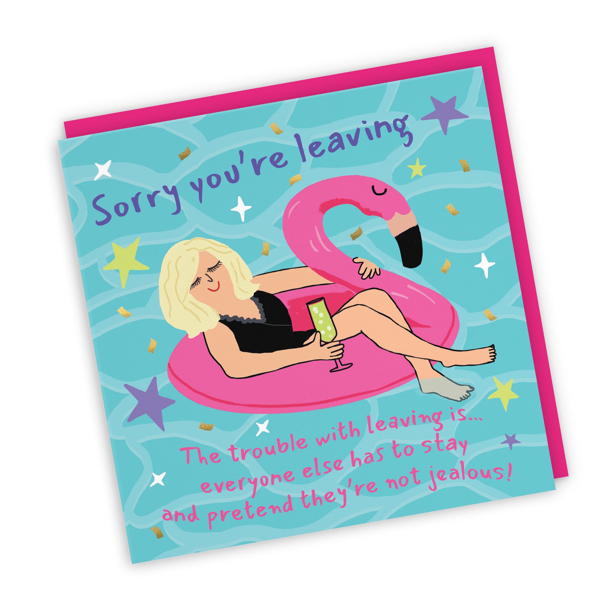 Women's Leaving Card Flamingo Float Laugh Out Loud - Default Title (GK00475)