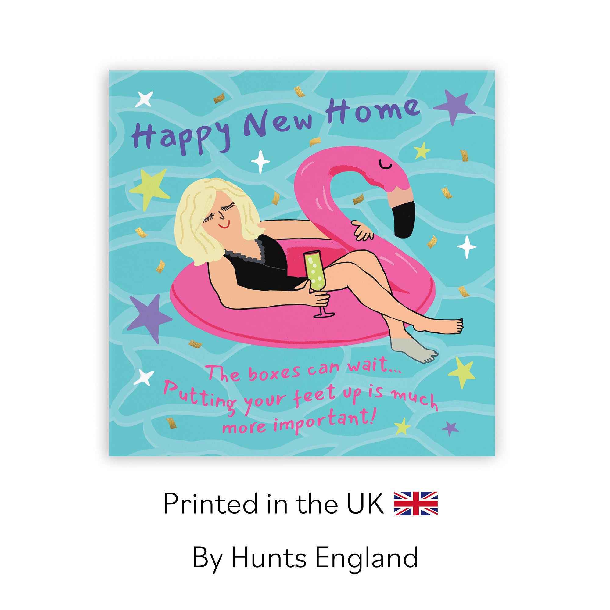 Women's New Home Card Flamingo Float Laugh Out Loud - Default Title (GK00477)