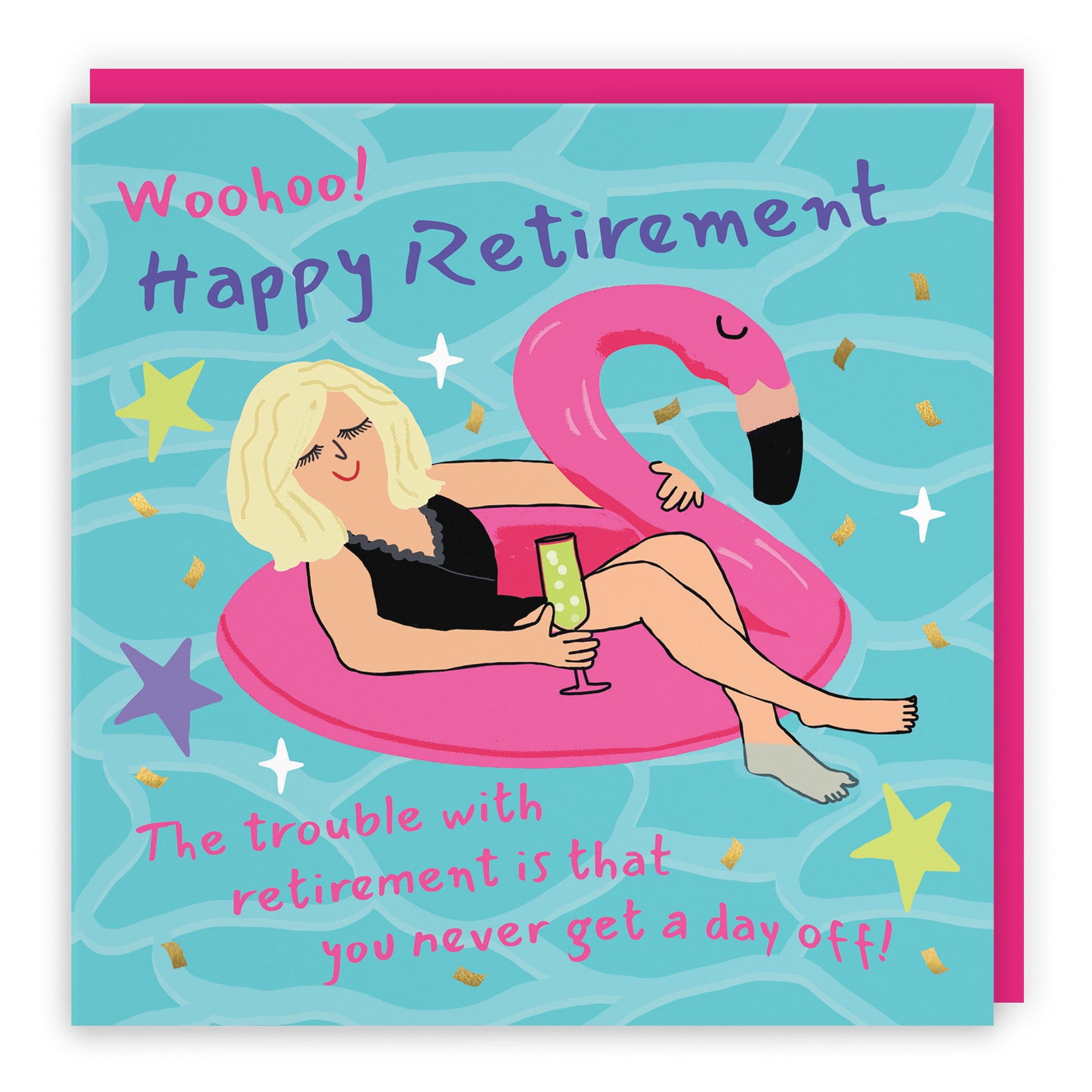 Women's Retirement Card Flamingo Float Laugh Out Loud - Default Title (GK00478)