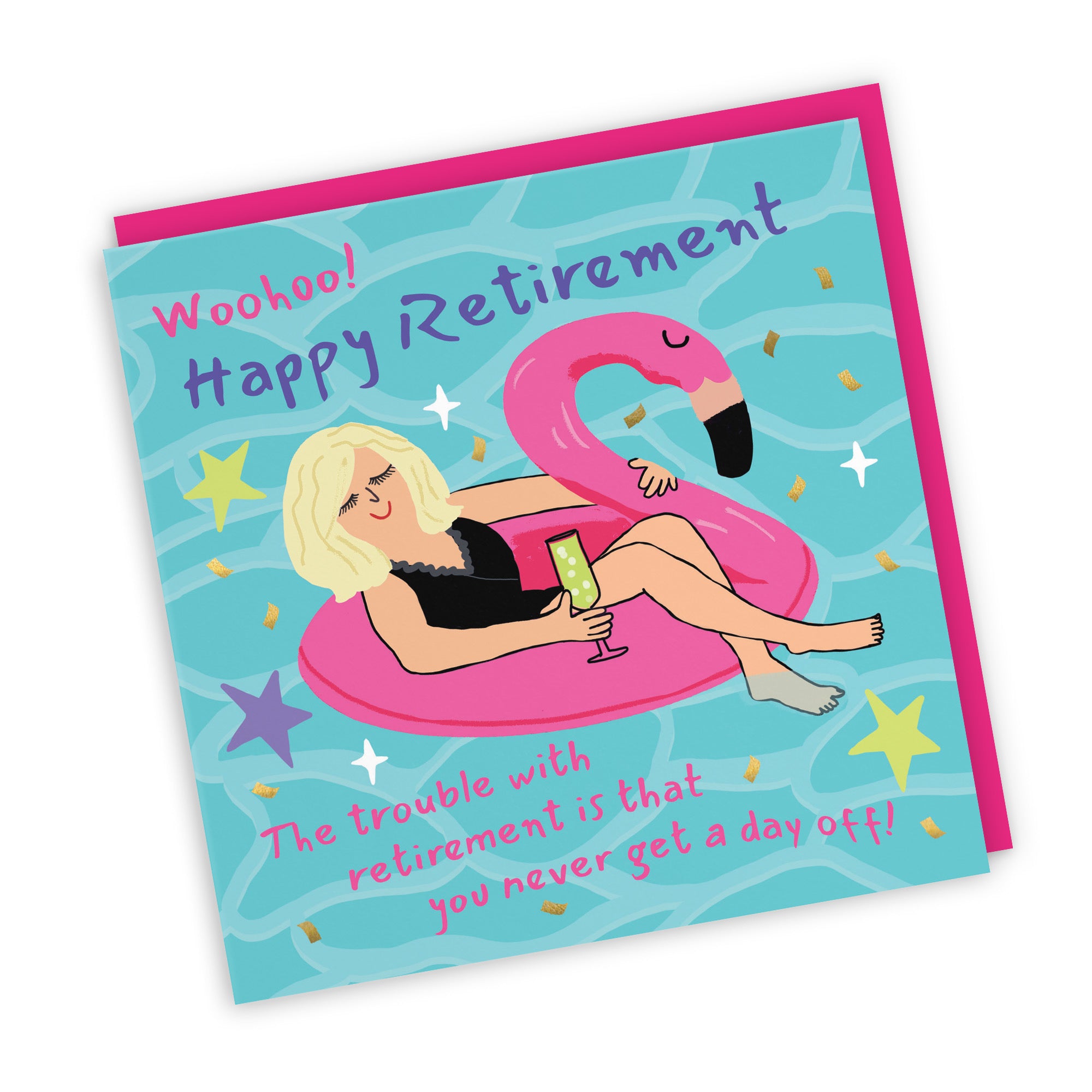 Women's Retirement Card Flamingo Float Laugh Out Loud - Default Title (GK00478)