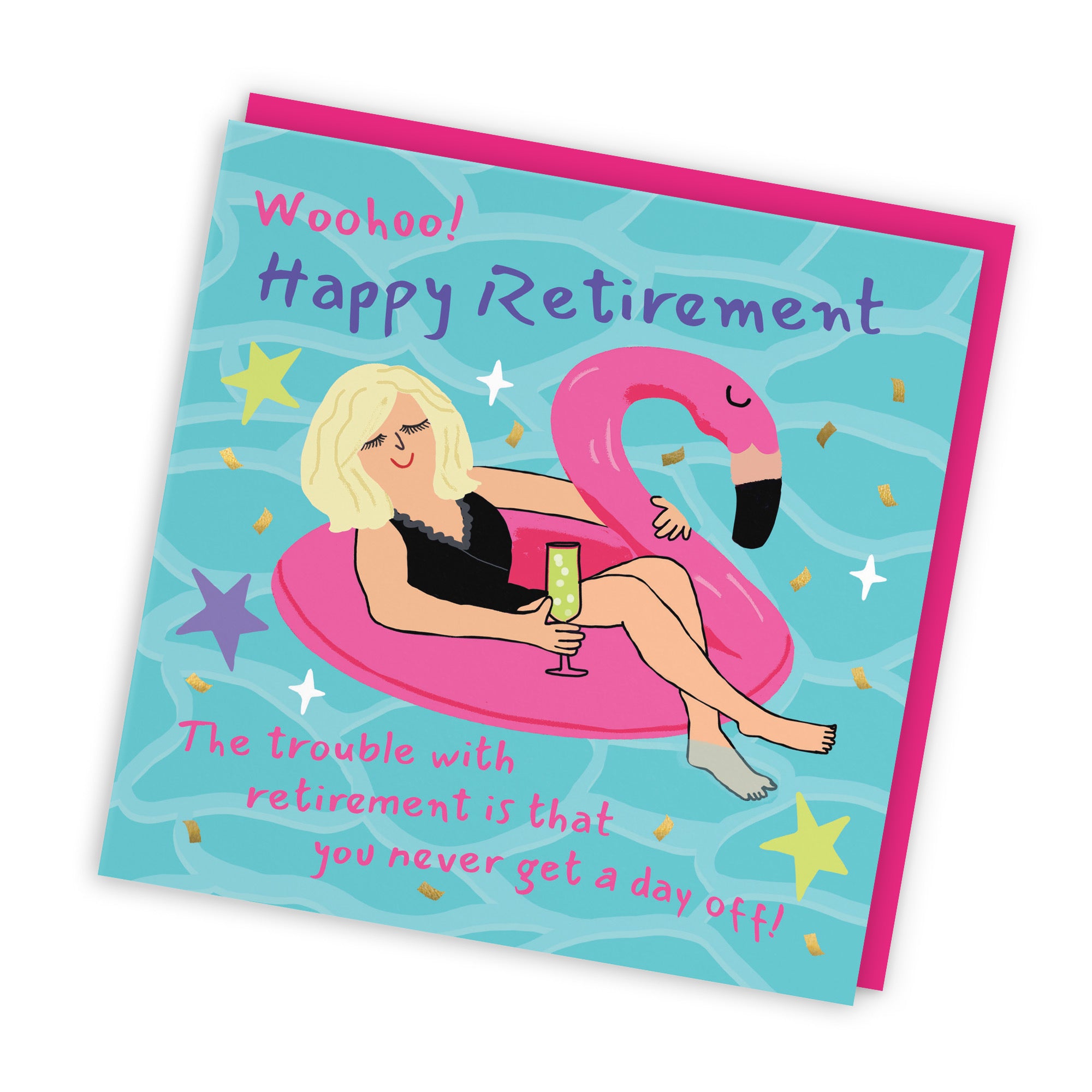 Women's Retirement Card Flamingo Float Laugh Out Loud - Default Title (GK00478)