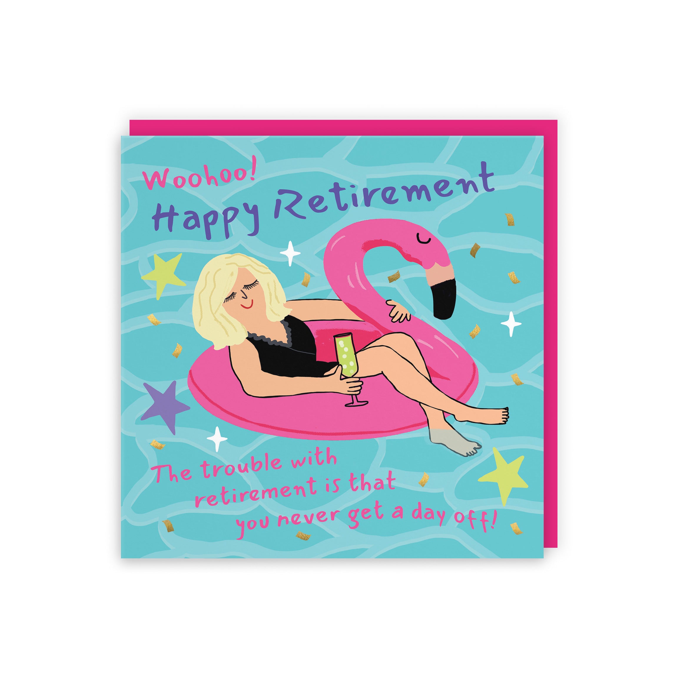 Women's Retirement Card Flamingo Float Laugh Out Loud - Default Title (GK00478)