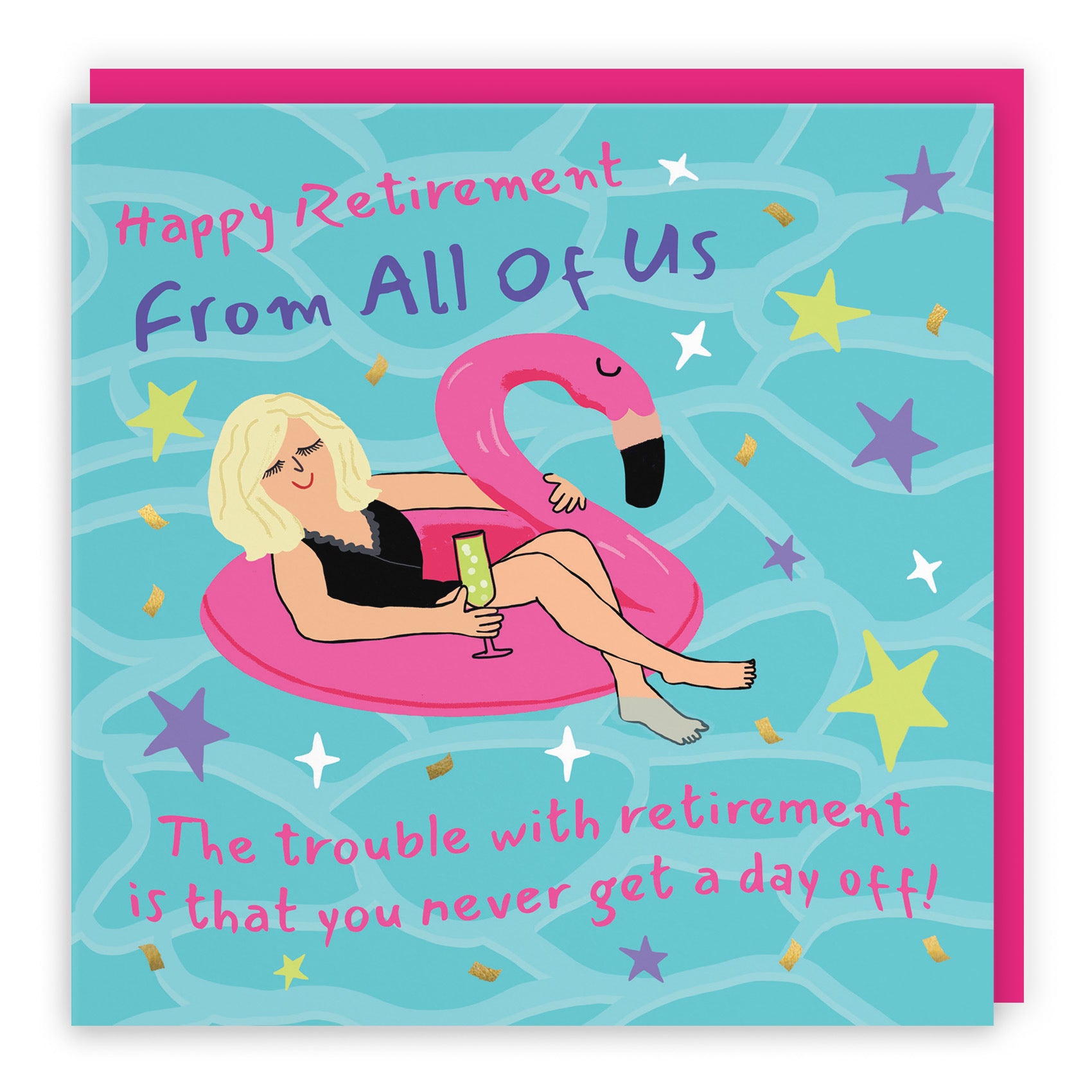 From All Of Us Retirement Card Flamingo Float Laugh Out Loud - Default Title (GK00480)
