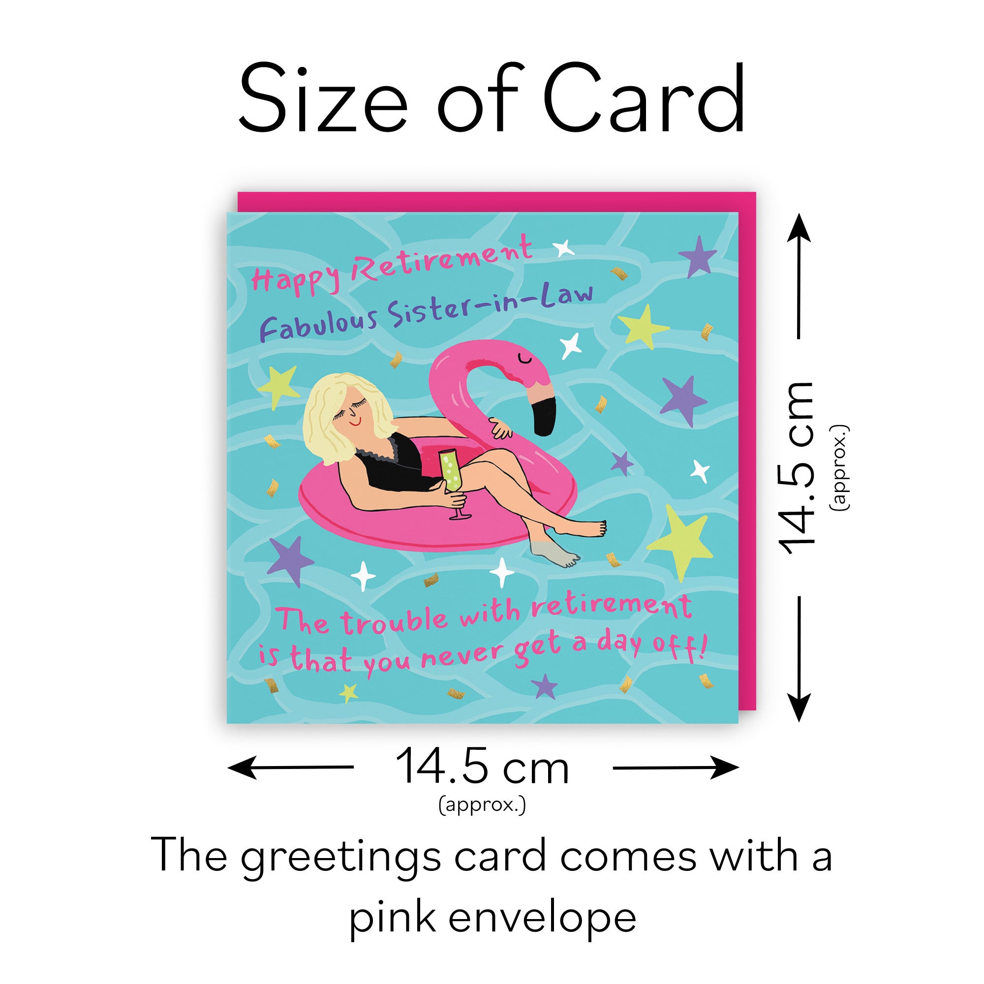 Sister-in-Law Retirement Card Flamingo Float Laugh Out Loud - Default Title (GK00483)