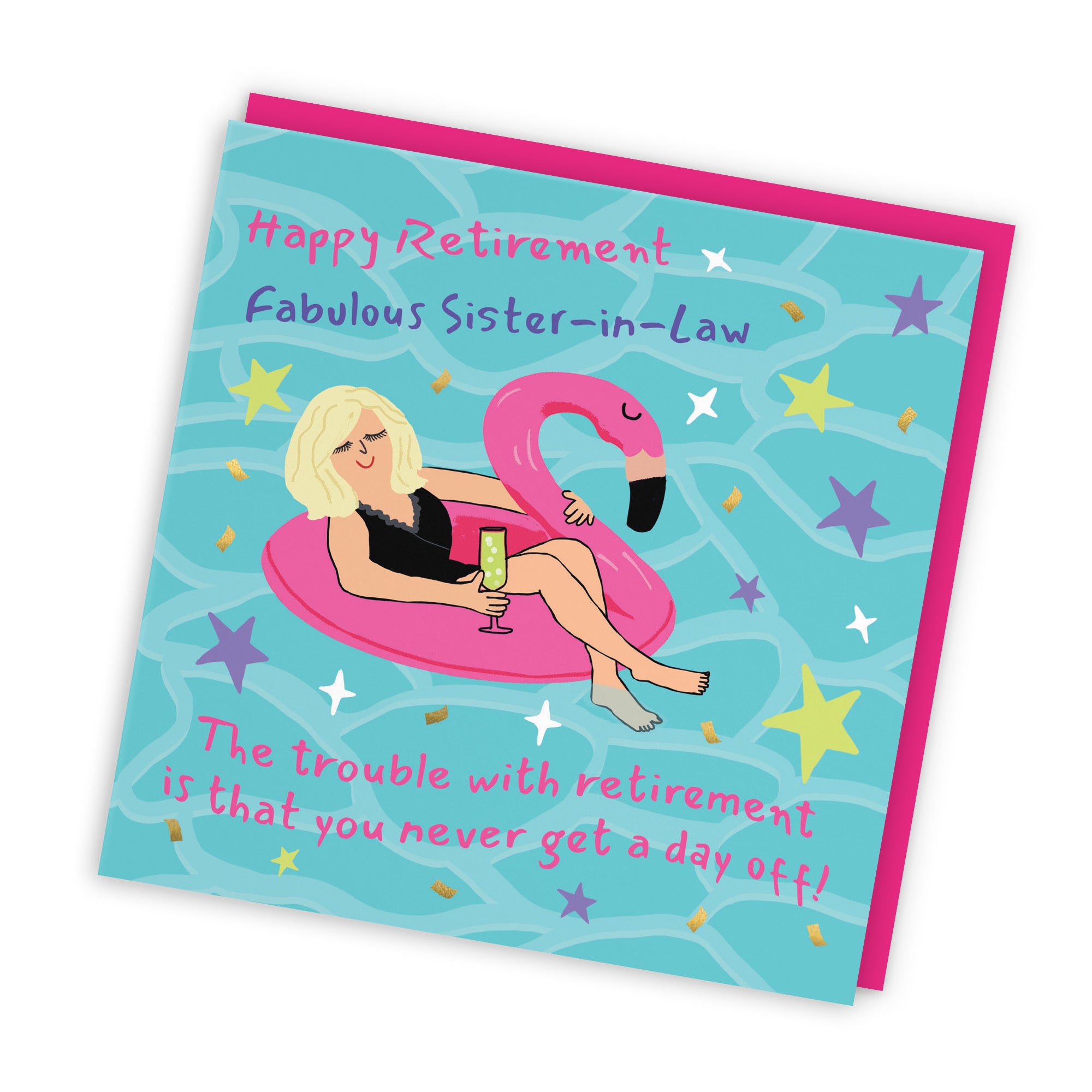 Sister-in-Law Retirement Card Flamingo Float Laugh Out Loud - Default Title (GK00483)