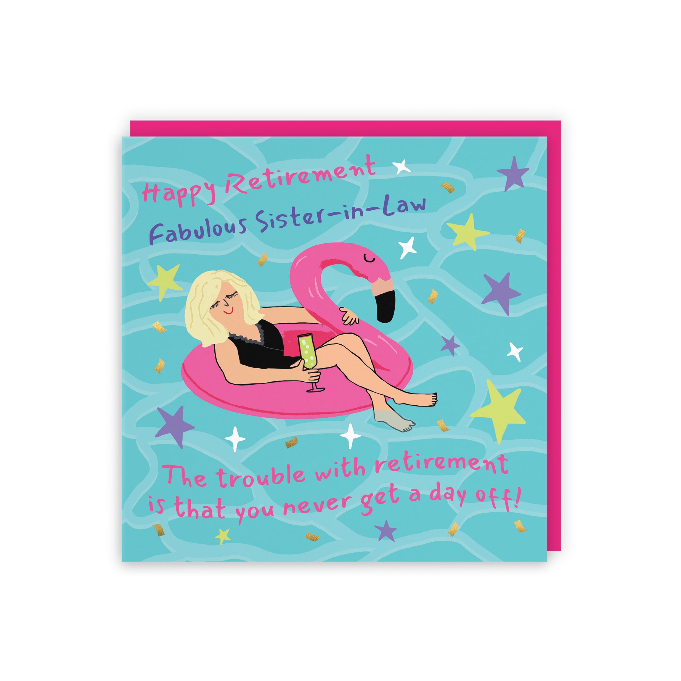 Sister-in-Law Retirement Card Flamingo Float Laugh Out Loud - Default Title (GK00483)