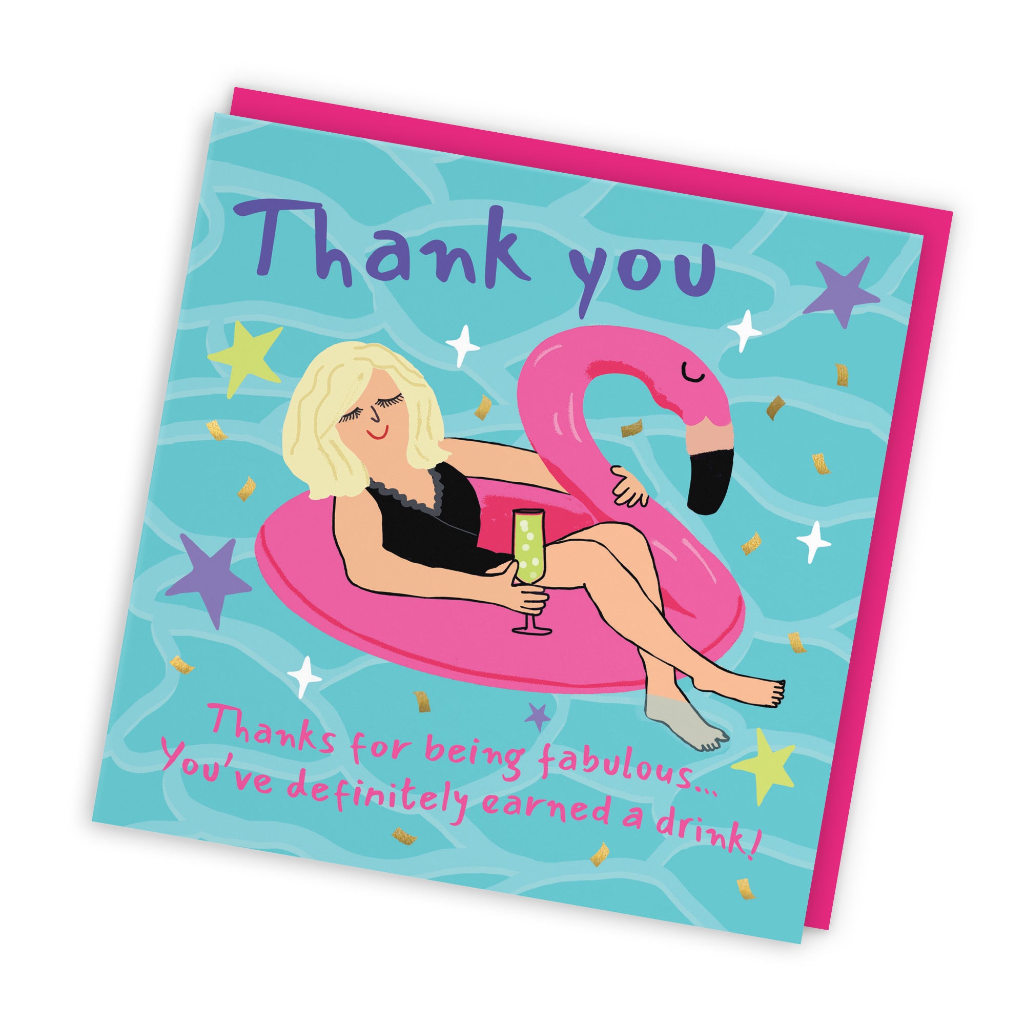Women's Thank You Card Flamingo Float Laugh Out Loud - Default Title (GK00486)