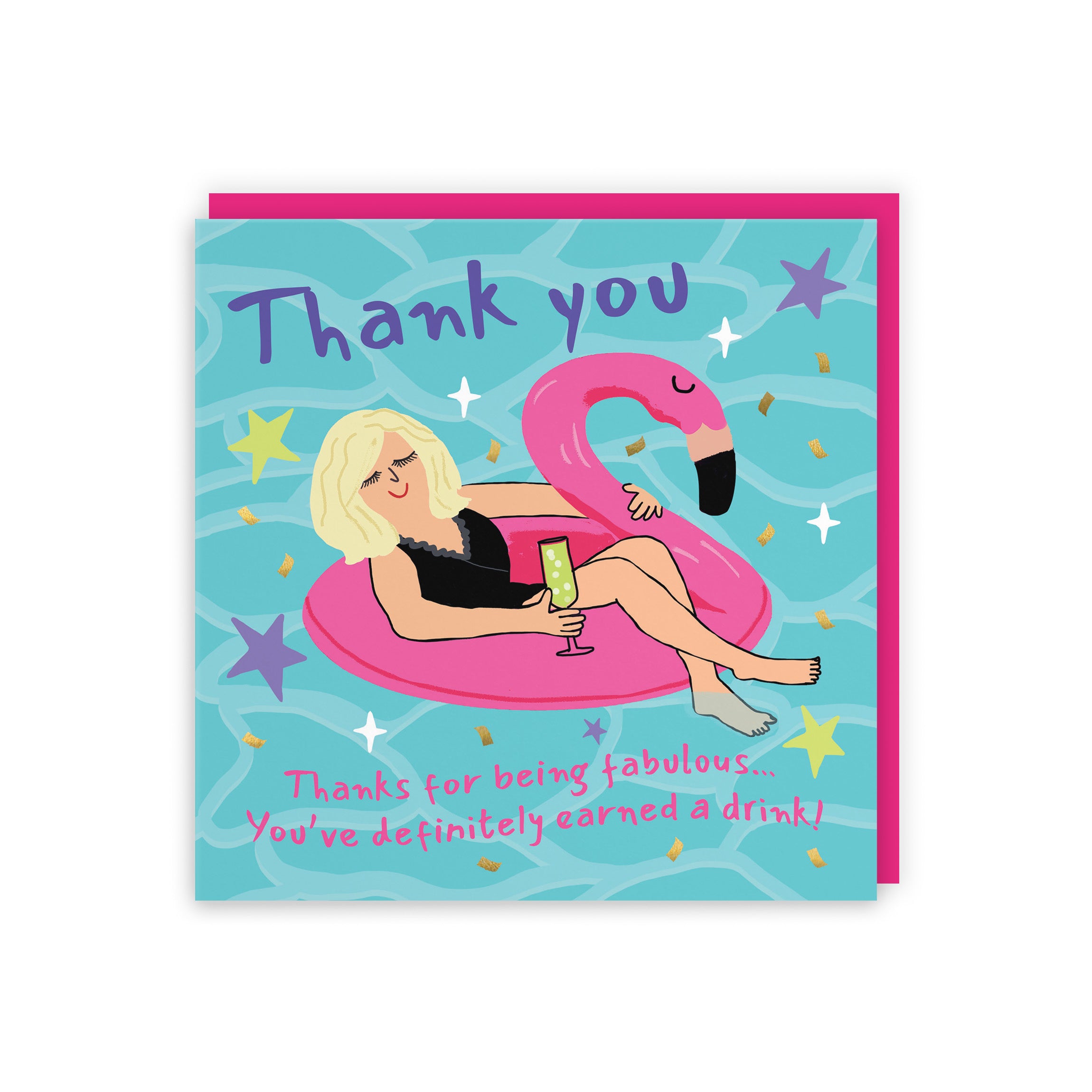 Women's Thank You Card Flamingo Float Laugh Out Loud - Default Title (GK00486)