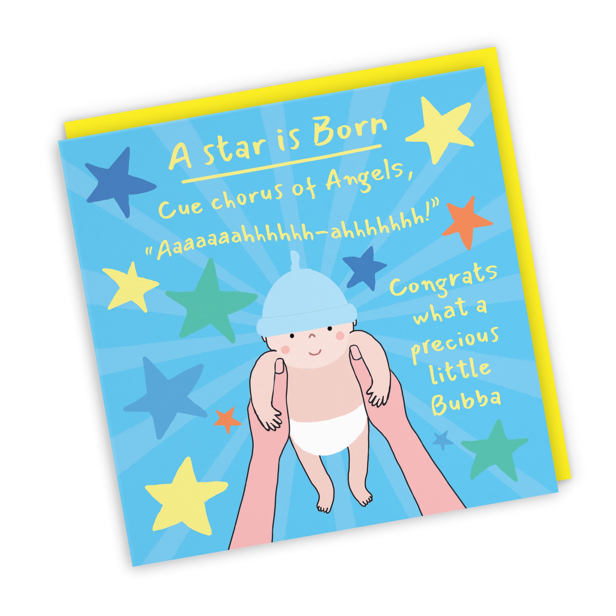 New Baby Boy Congratulations Card Bundle Of Joy Chorus Of Angels Laugh Out Loud - Default Title (GK00574)