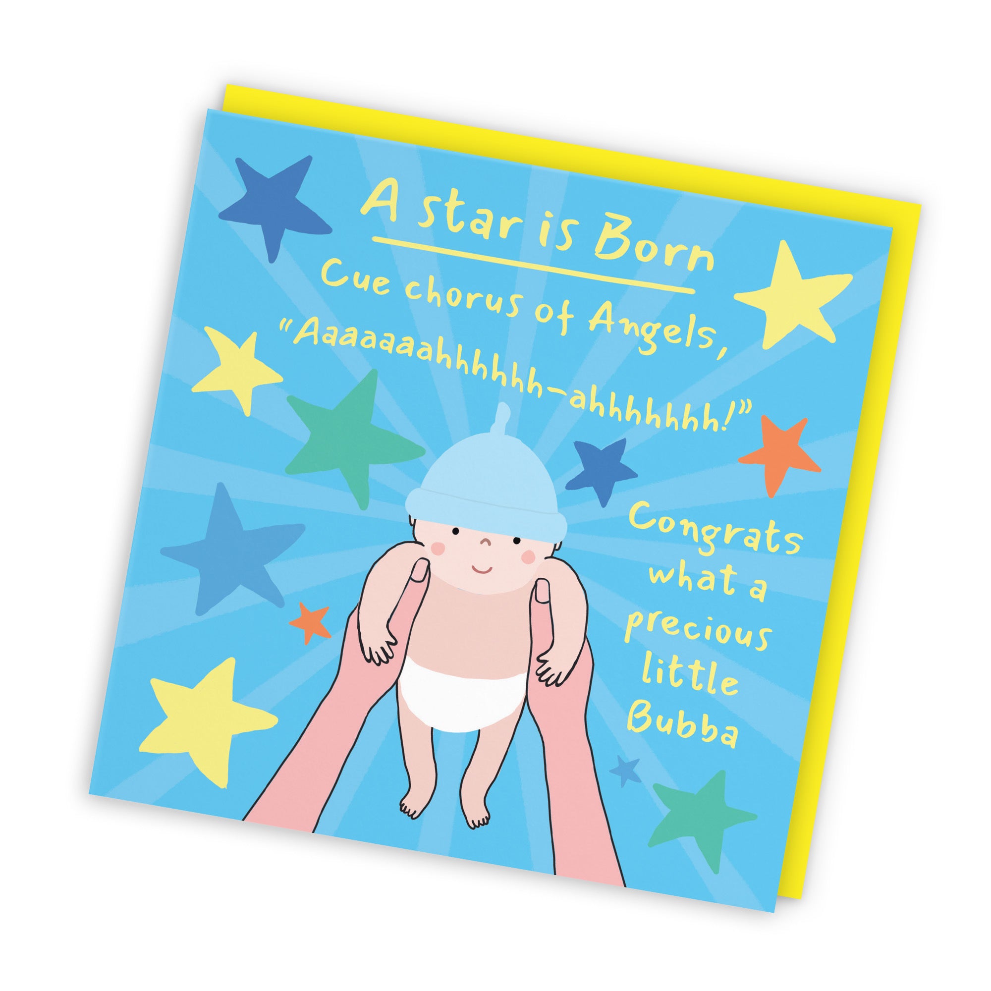 New Baby Boy Congratulations Card Bundle Of Joy Chorus Of Angels Laugh Out Loud - Default Title (GK00574)