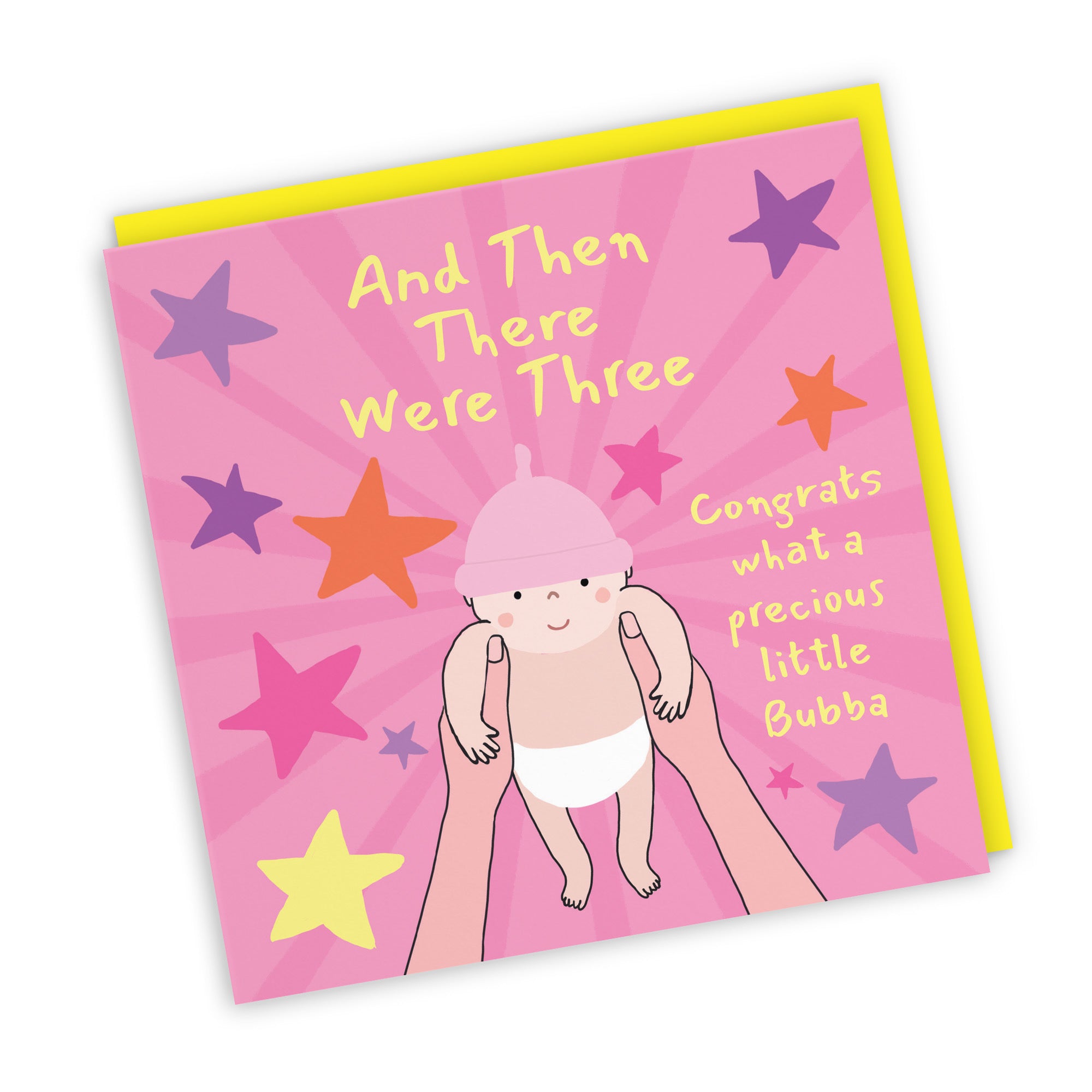 And Then There Were Three New Baby Girl Congratulations Card Bundle Of Joy Laugh Out Loud - Default Title (GK00597)