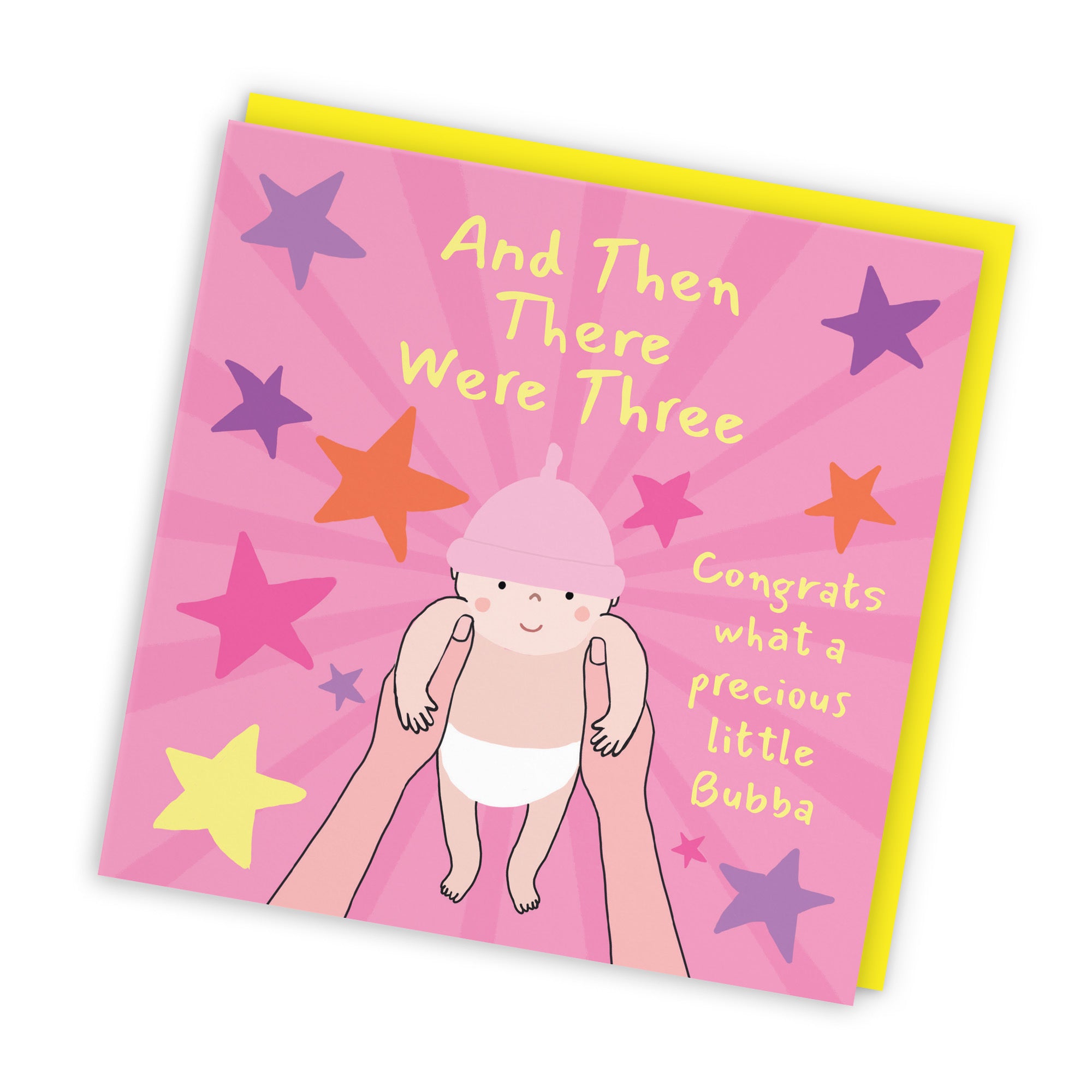 And Then There Were Three New Baby Girl Congratulations Card Bundle Of Joy Laugh Out Loud - Default Title (GK00597)