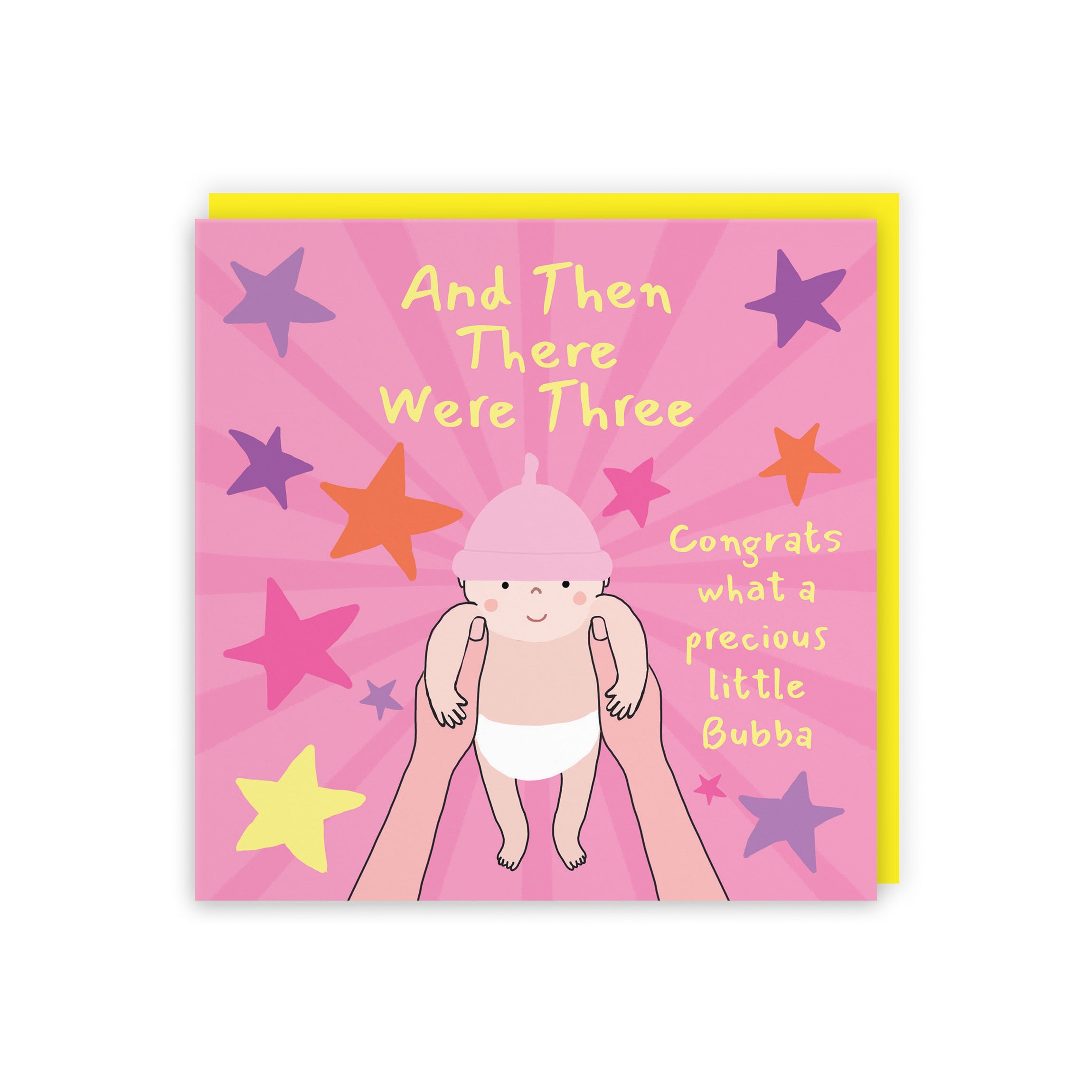 And Then There Were Three New Baby Girl Congratulations Card Bundle Of Joy Laugh Out Loud - Default Title (GK00597)