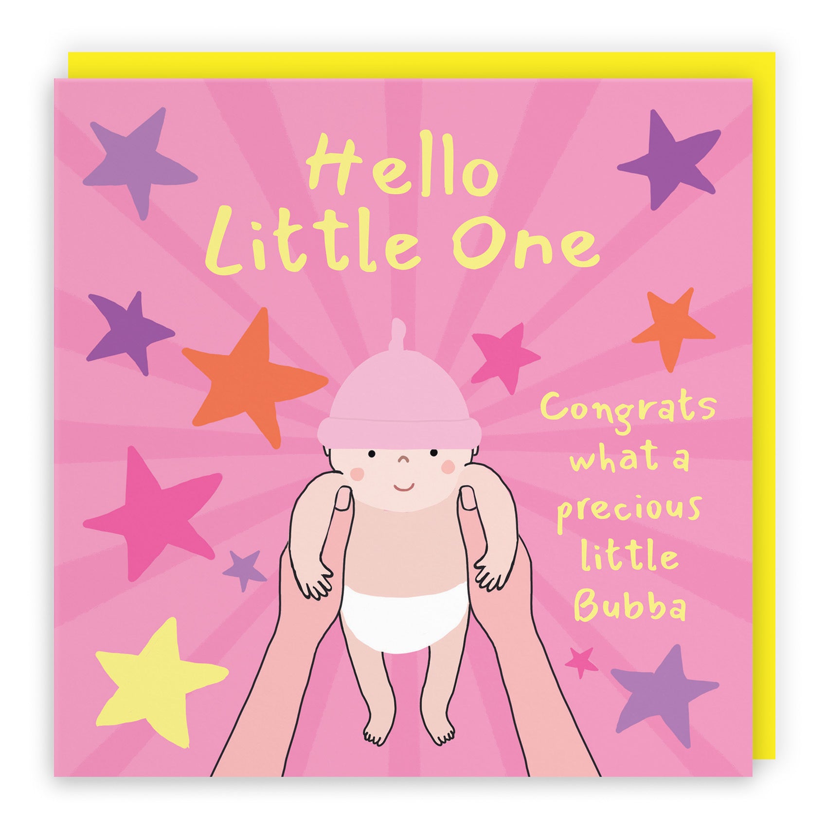 Hello Little One New Baby Girl Congratulations Card Bundle Of Joy Laugh Out Loud - Default Title (GK00600)